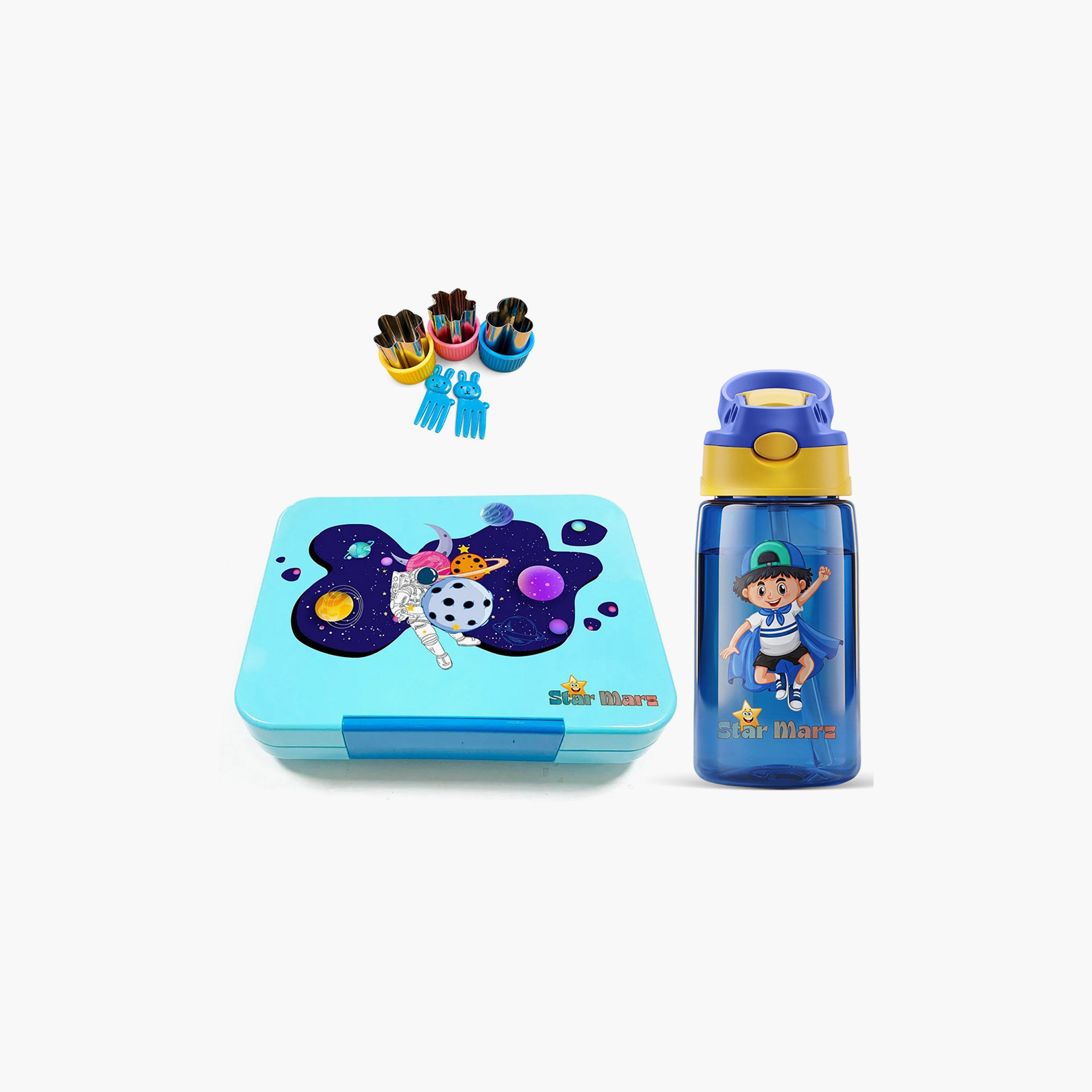 Starmarz Glitter 2-Piece Bento Lunch Box Set for 2-5 with Space Water Bottle - 480 ml-school-lunchessentials-sets-image-1