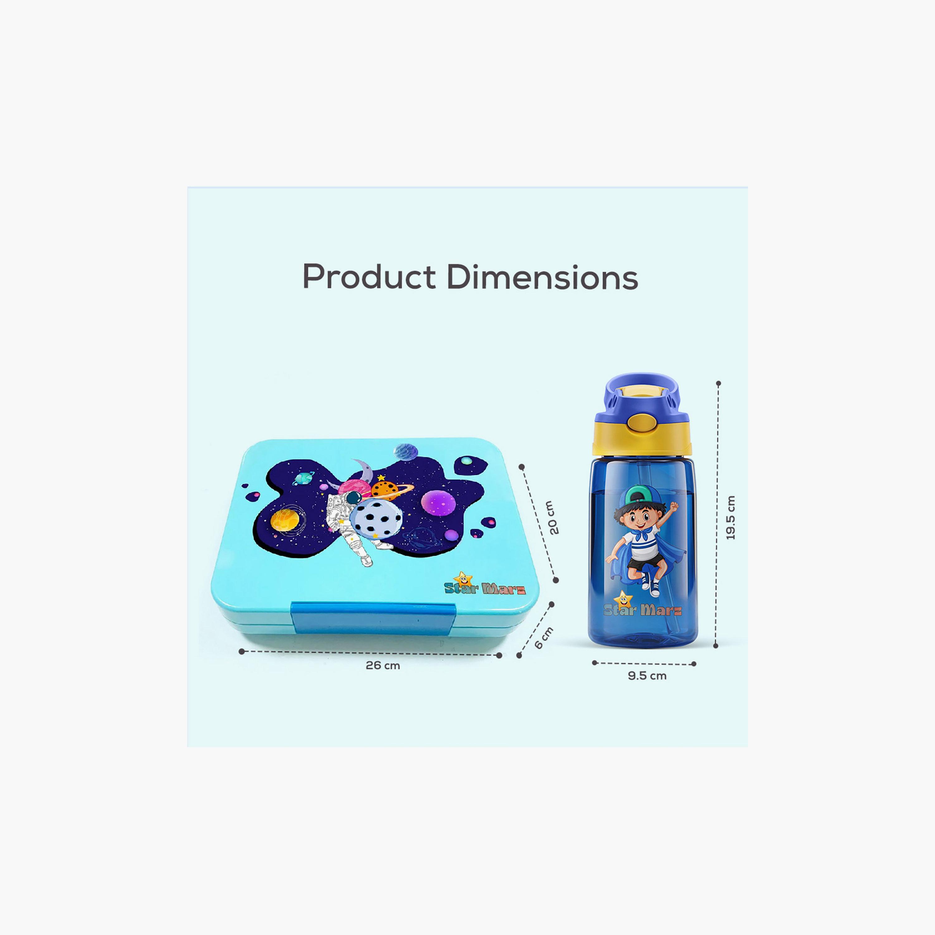 Starmarz Glitter 2-Piece Bento Lunch Box Set for 2-5 with Space Water Bottle - 480 ml-school-lunchessentials-sets-image-2