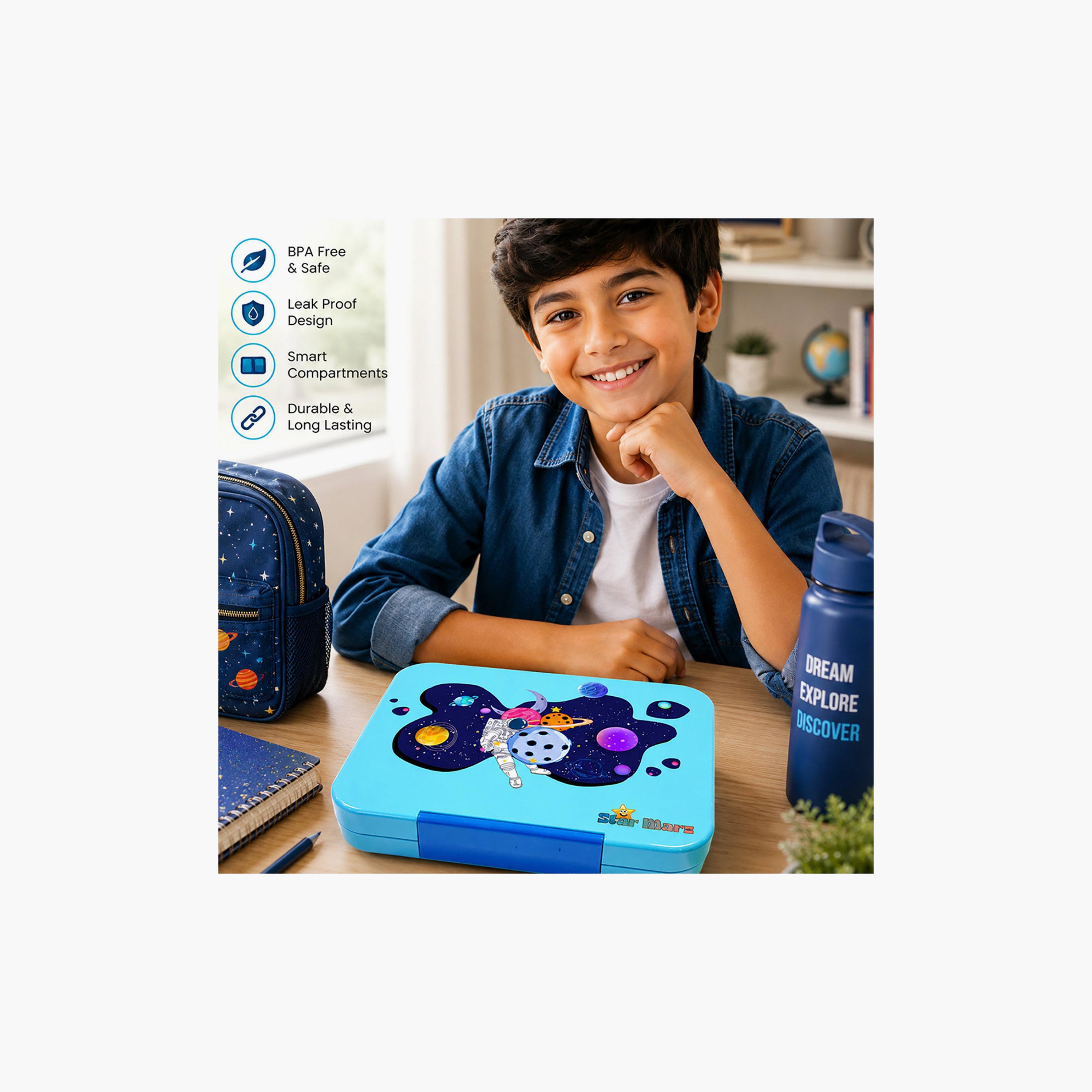 Starmarz Glitter 2-Piece Bento Lunch Box Set for 2-5 with Space Water Bottle - 480 ml-school-lunchessentials-sets-image-8