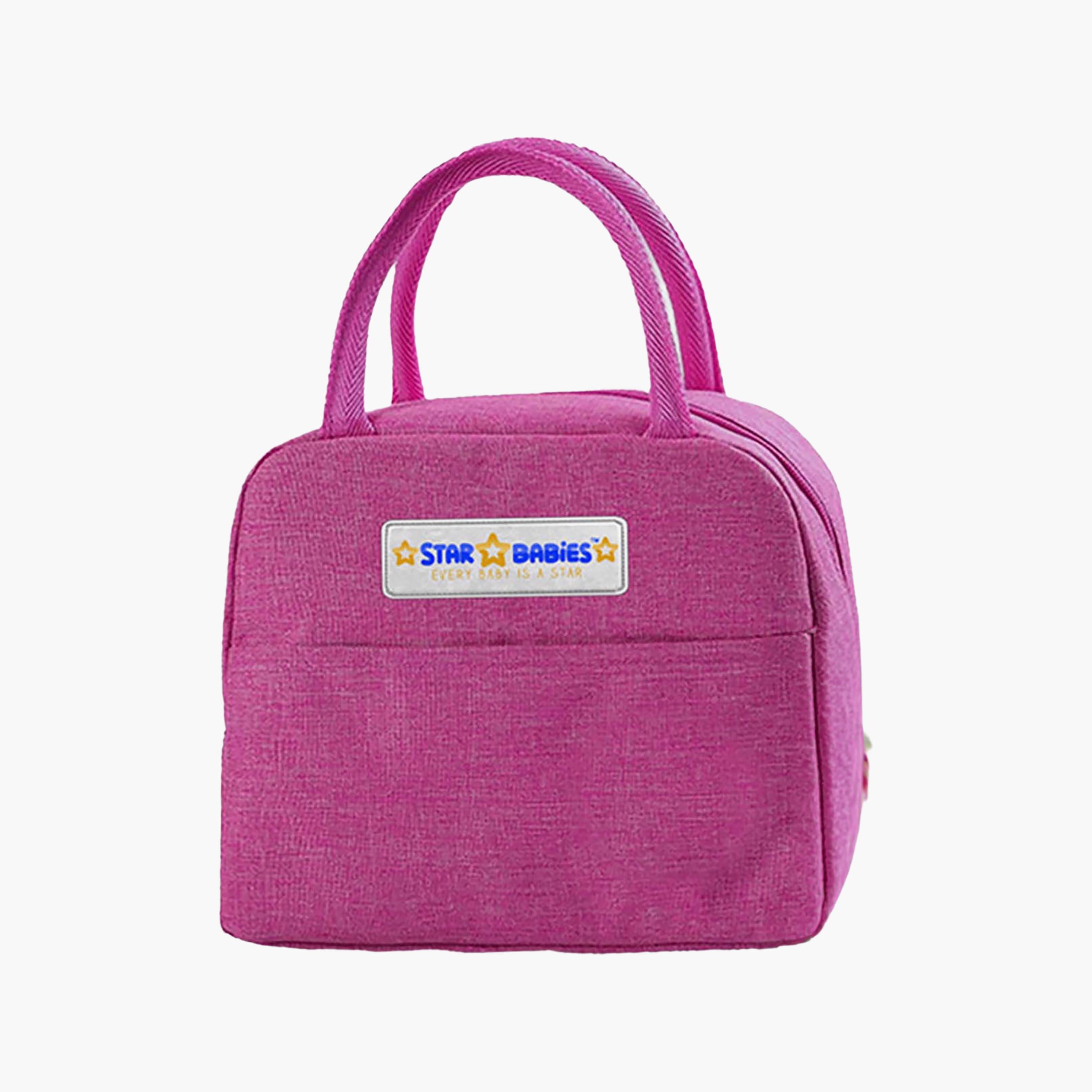 Star Babies Plain 3-Piece Insulated Lunch Bag Set for Girls 5-8 Yrs with Lunch Box & Cutlery-school-lunchessentials-sets-image-4