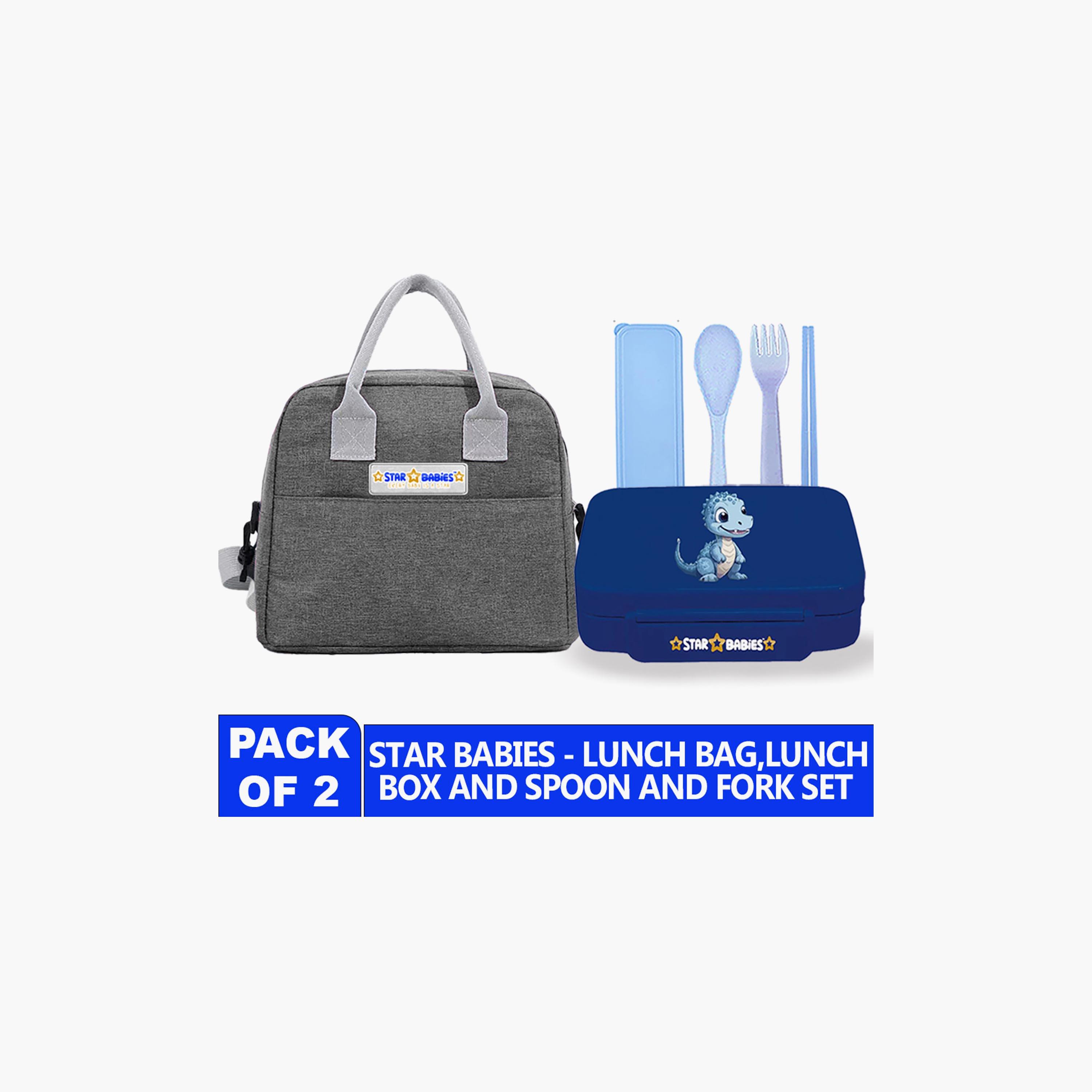 Star Babies Plain 2-Piece Lunch Bag Set for 5-8 Yrs with Lunch Box & Cutlery-school-lunchessentials-sets-image-5