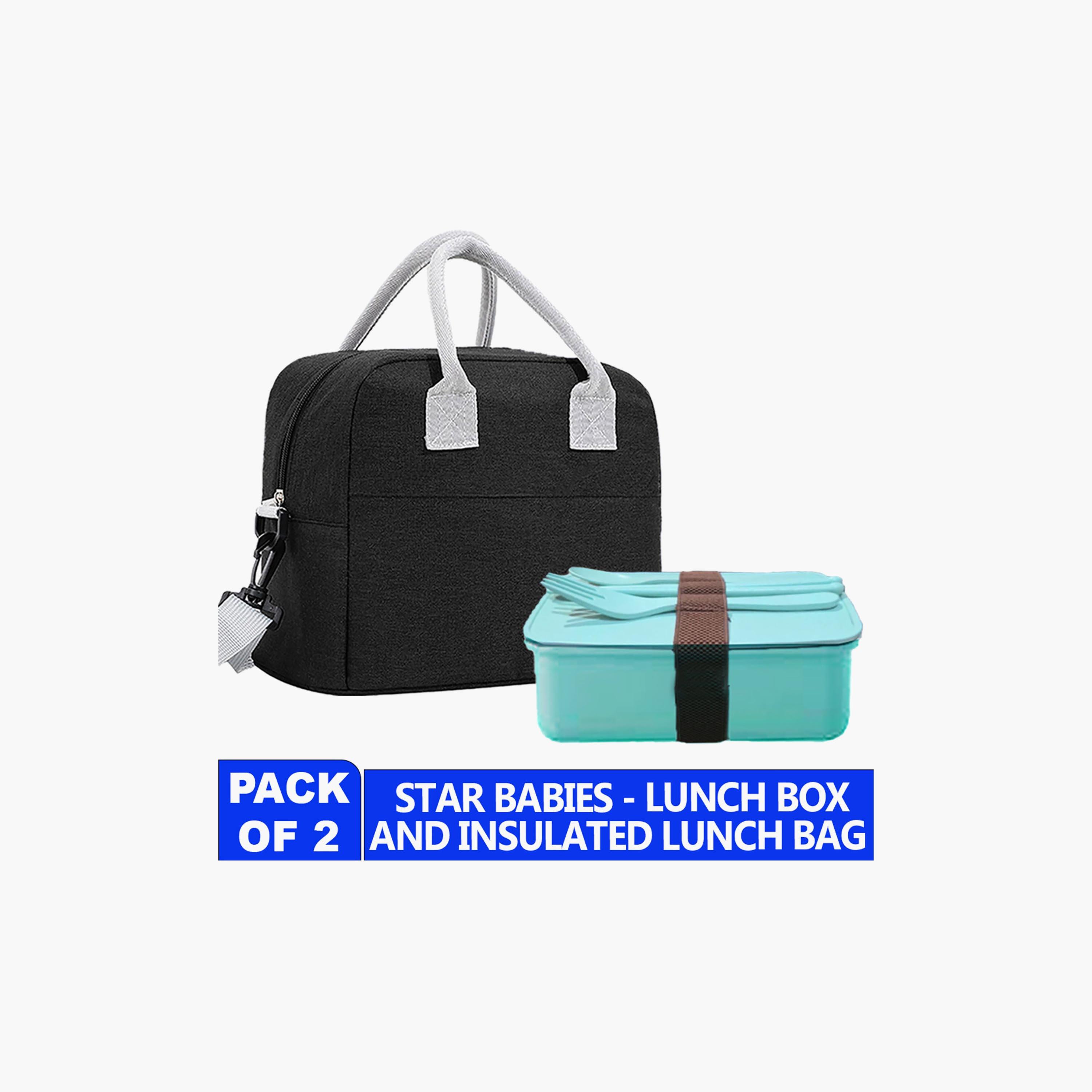 Star Babies Plain 2-Piece Inculcated Lunch Bag Set for 5-8 Yrs with Lunch Box & Cutlery-school-lunchessentials-sets-image-5