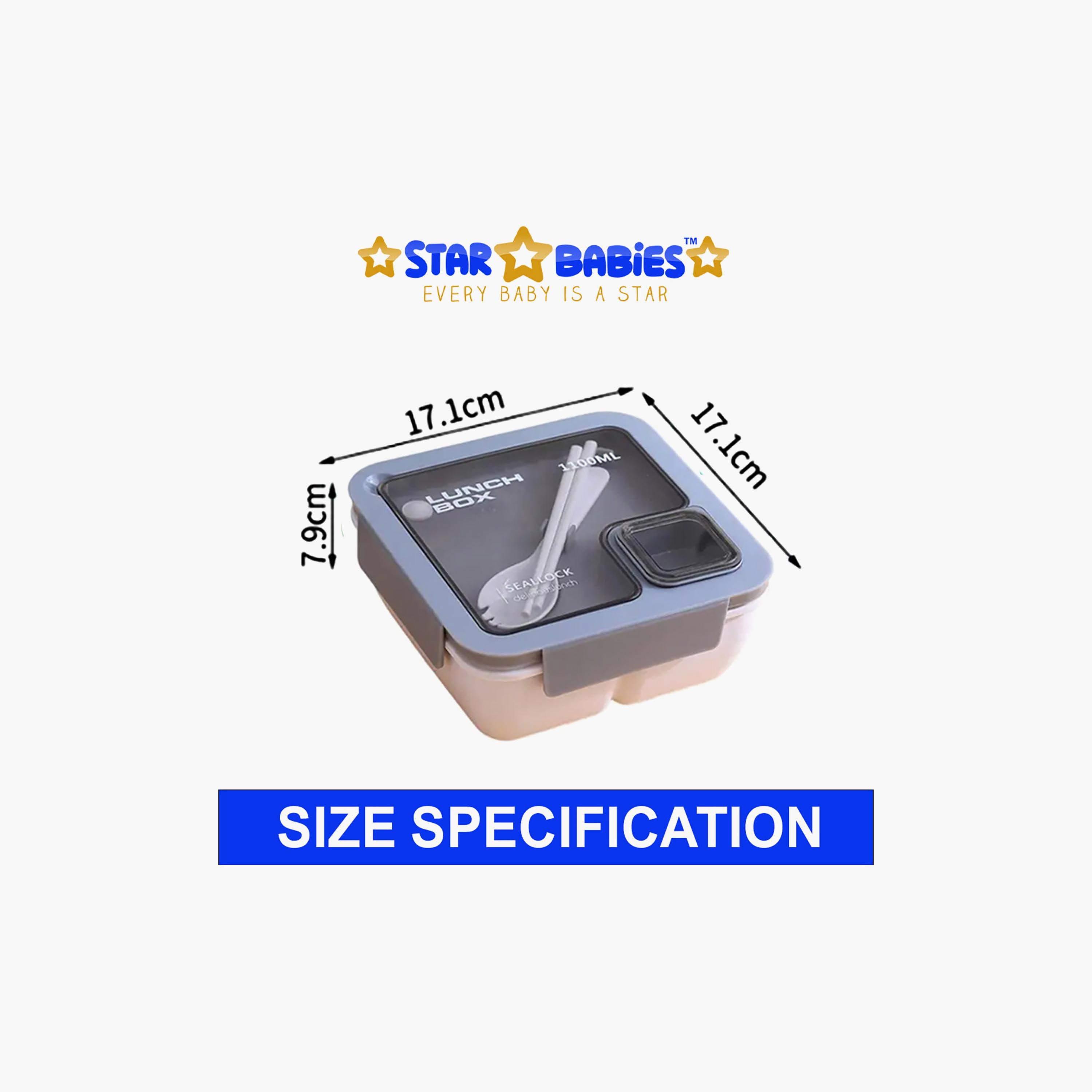 Star Babies Plain Lunch Box for 5-8 Yrs with 2 Compartments & Cutlery - 1100 ml-school-lunchessentials-lunchboxes-image-4