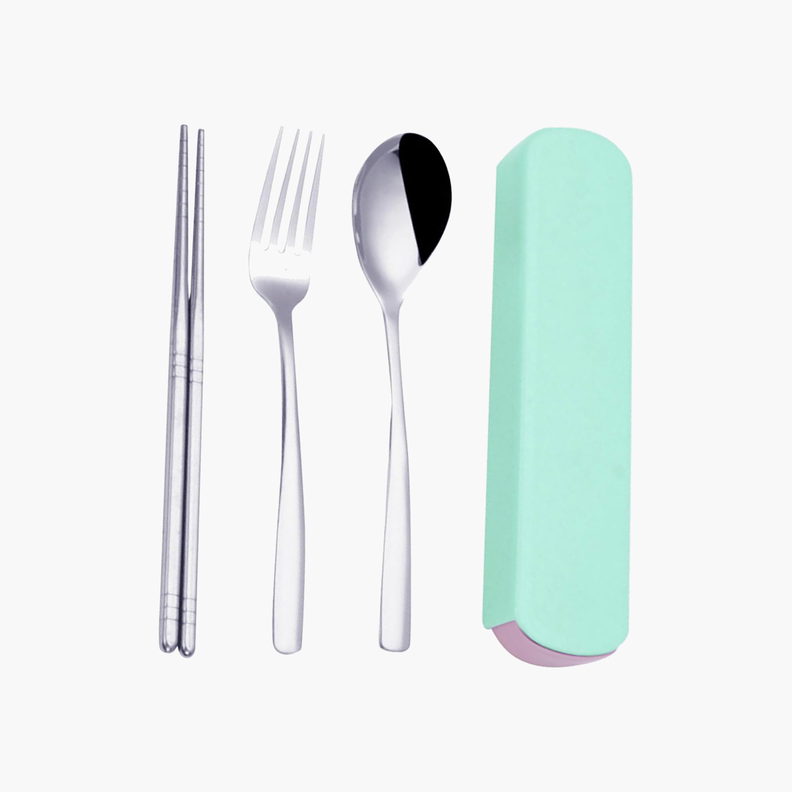 Star Babies 4-Piece Stainless Steel Spoon & Fork with Chopsticks with Storage Case Set-baby-feeding-mealtimeessentials-image-1