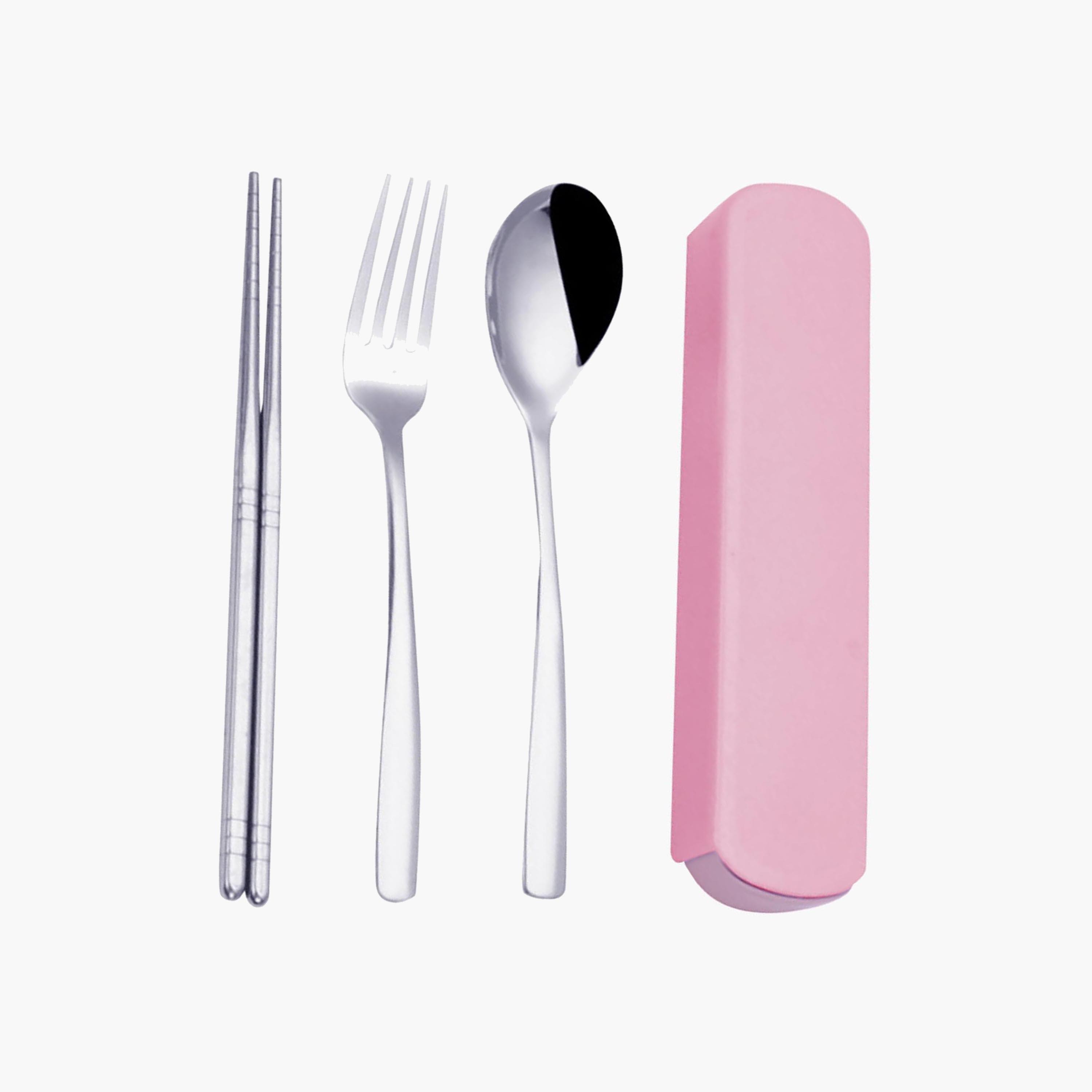 Star Babies 4-Piece Stainless Steel Spoon & Fork with Chopsticks with Storage Case Set-baby-feeding-mealtimeessentials-image-1