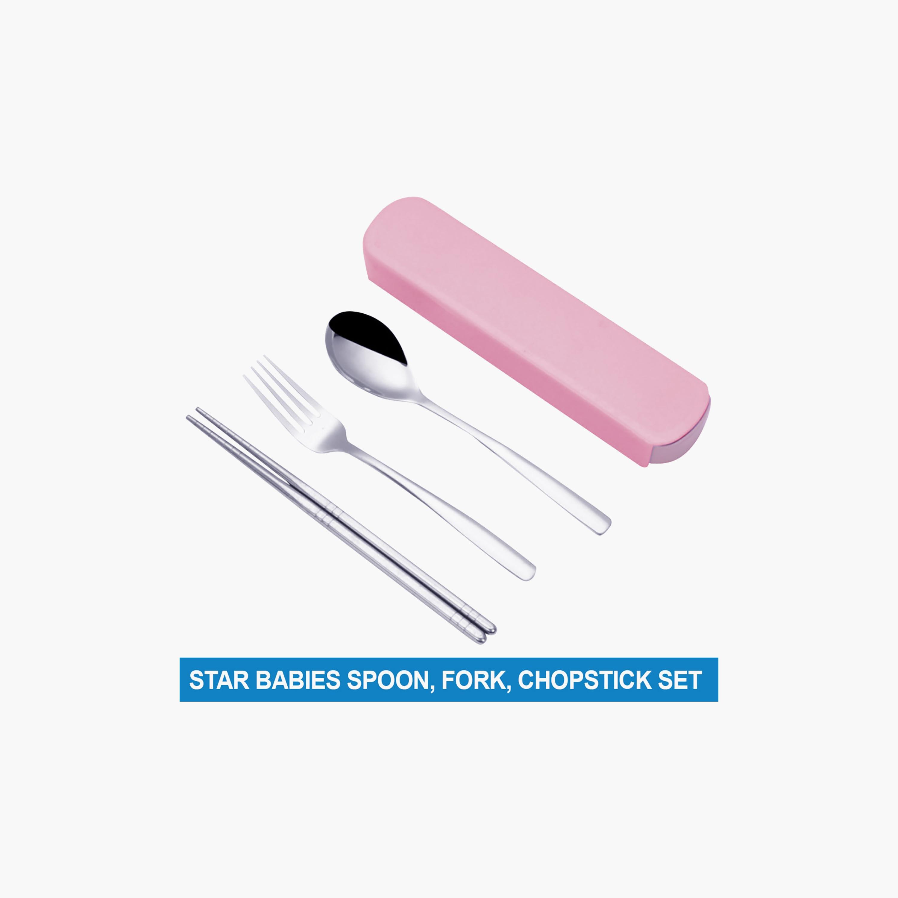 Star Babies 4-Piece Stainless Steel Spoon & Fork with Chopsticks with Storage Case Set-baby-feeding-mealtimeessentials-image-6