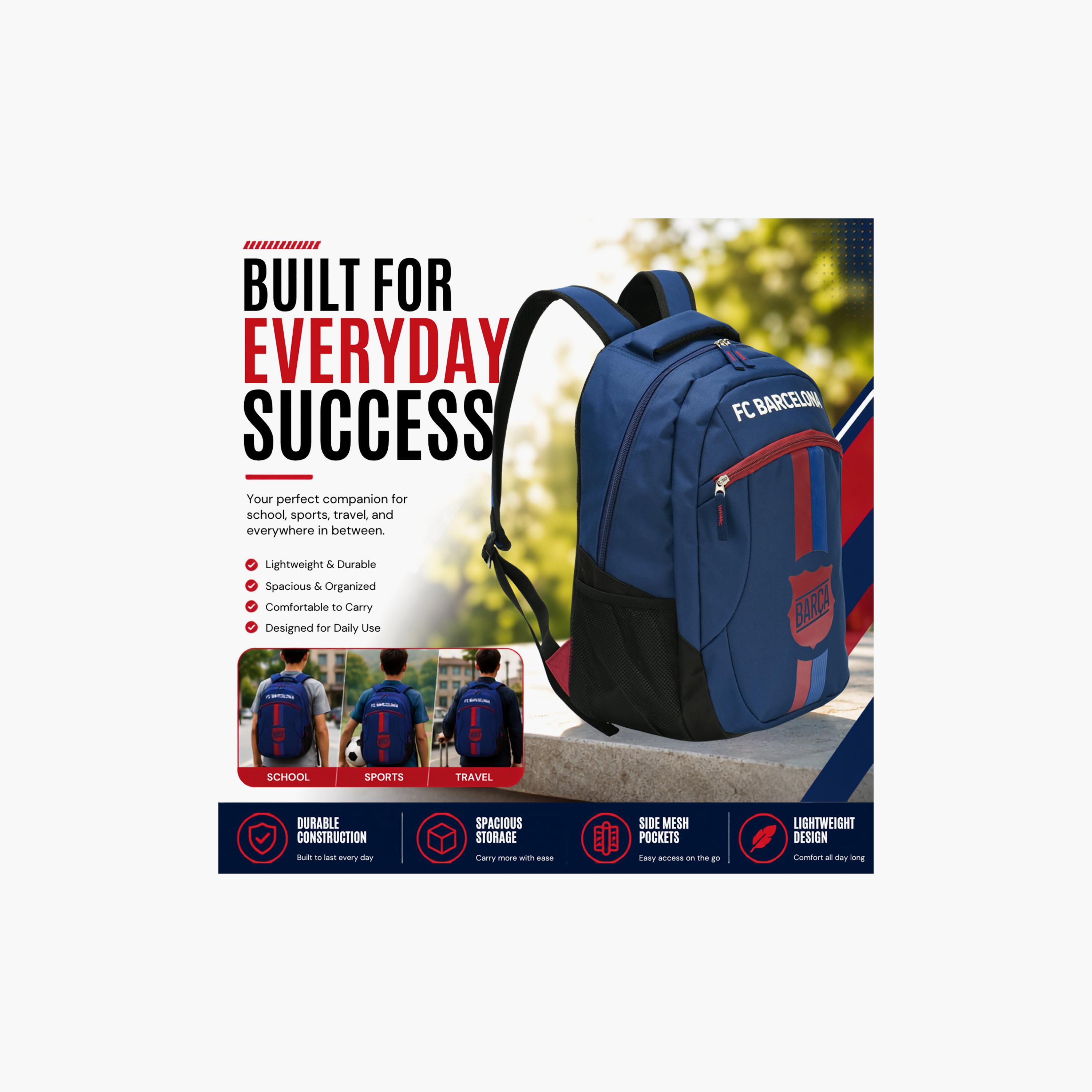 Bamboo Bark FC Barcelona Backpack for Boys 8-13 Yrs with 2 Zipper Compartment - 17 Inch-school-bagsandbackpacks-backpacks-image-10