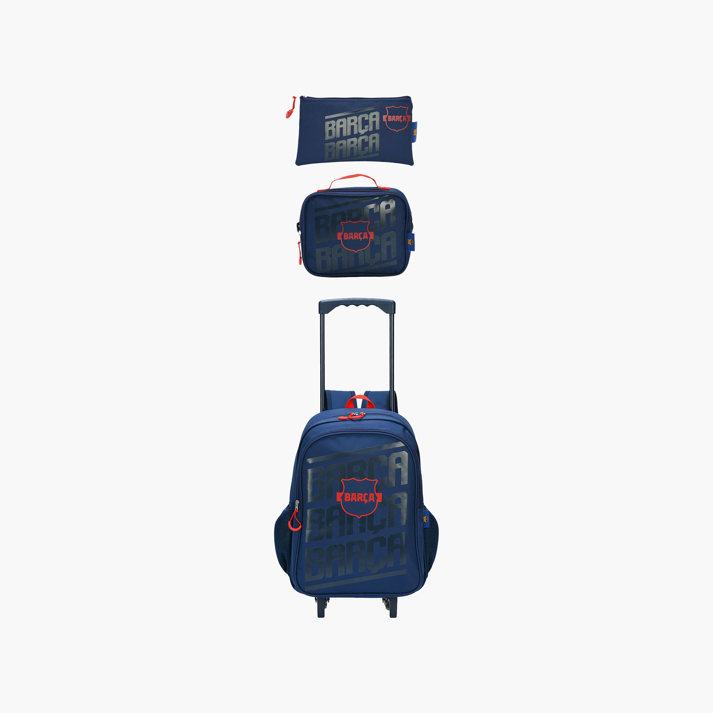 Bamboo Bark FC Barcelona 3-Piece School Trolley Bag Set with Lunch Bag & Pencil Case - 16 Inch-school-bagsandbackpacks-trolleybags-image-1