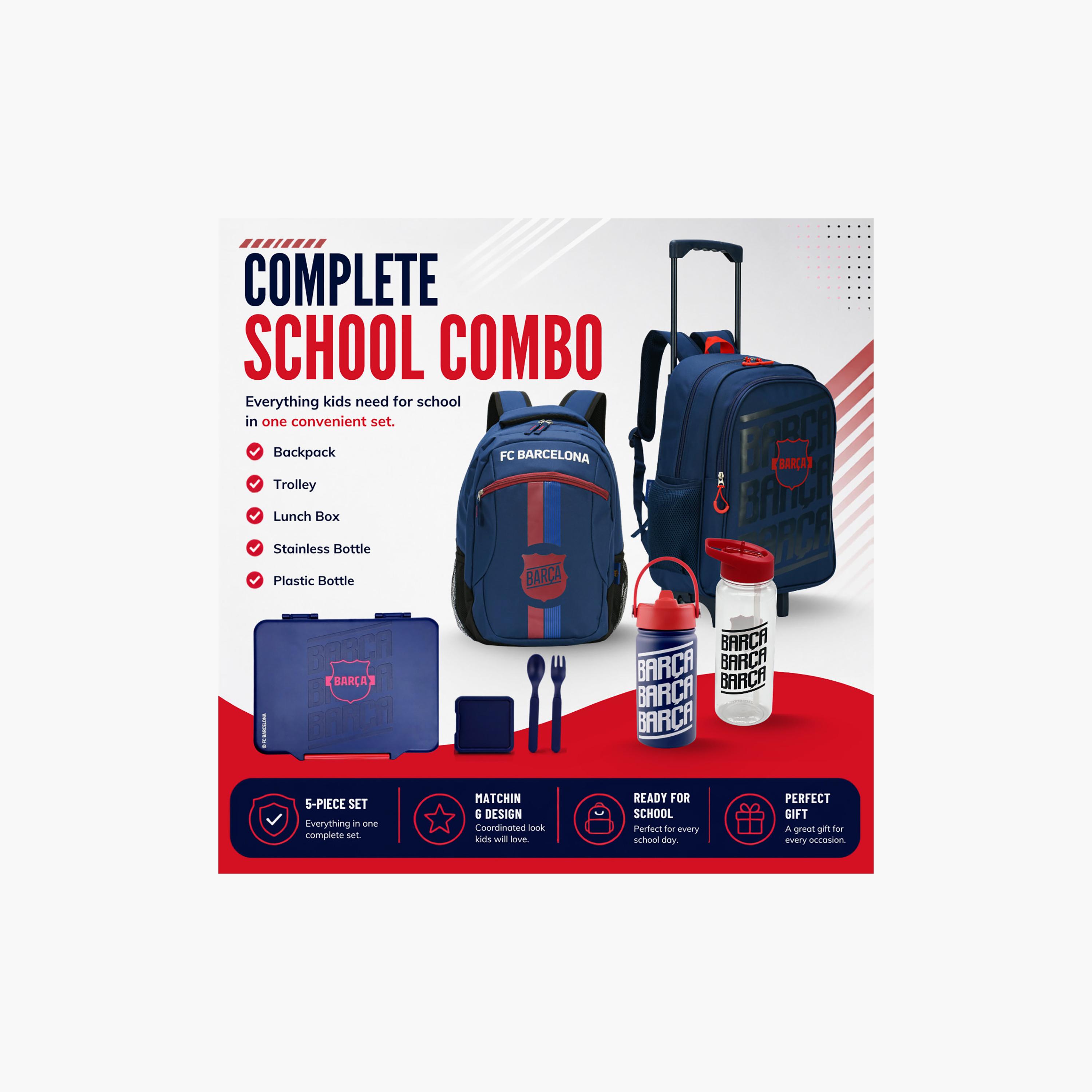 Bamboo Bark FC Barcelona 3-Piece School Trolley Bag Set with Lunch Bag & Pencil Case - 16 Inch-school-bagsandbackpacks-trolleybags-image-6