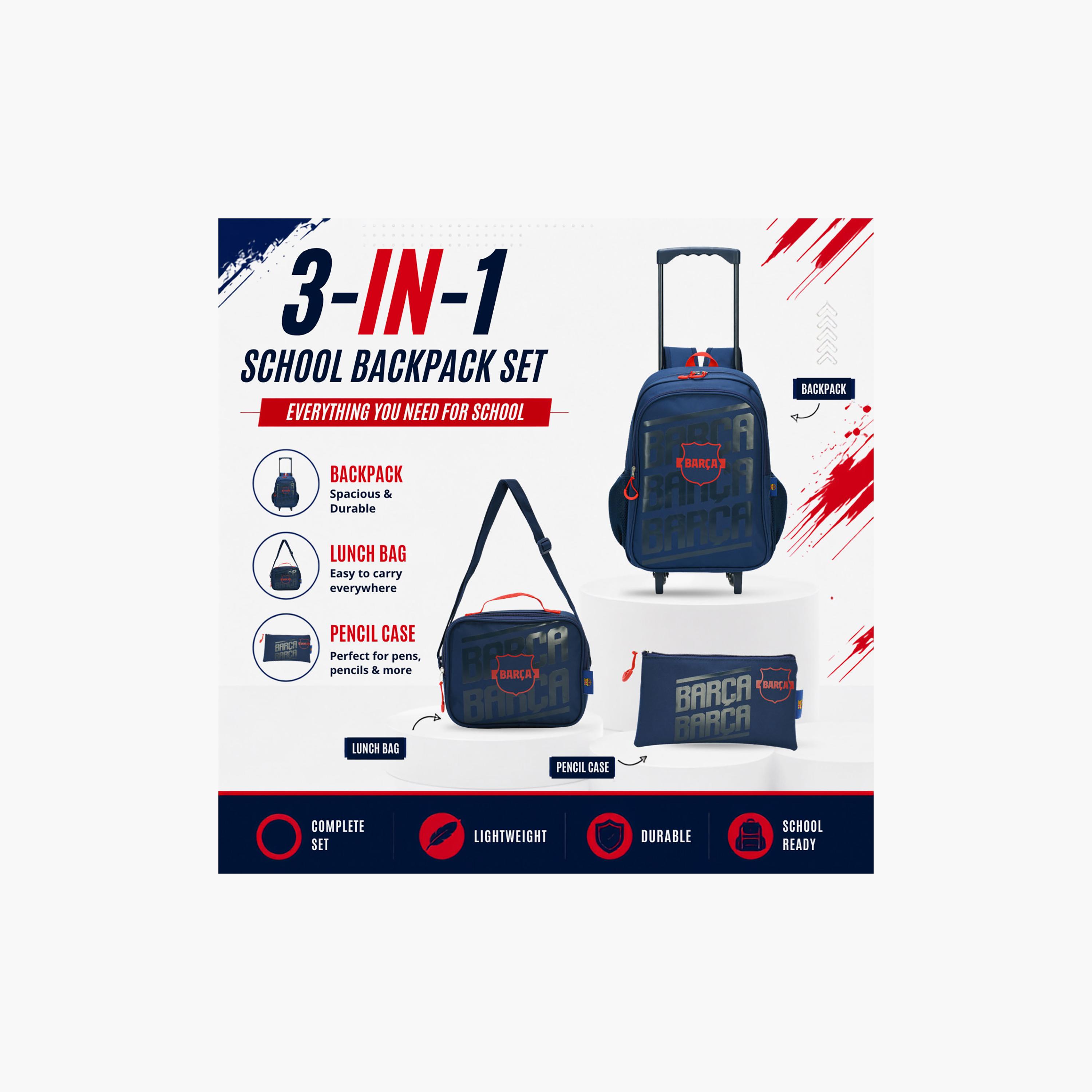 Bamboo Bark FC Barcelona 3-Piece School Trolley Bag Set with Lunch Bag & Pencil Case - 16 Inch-school-bagsandbackpacks-trolleybags-image-8
