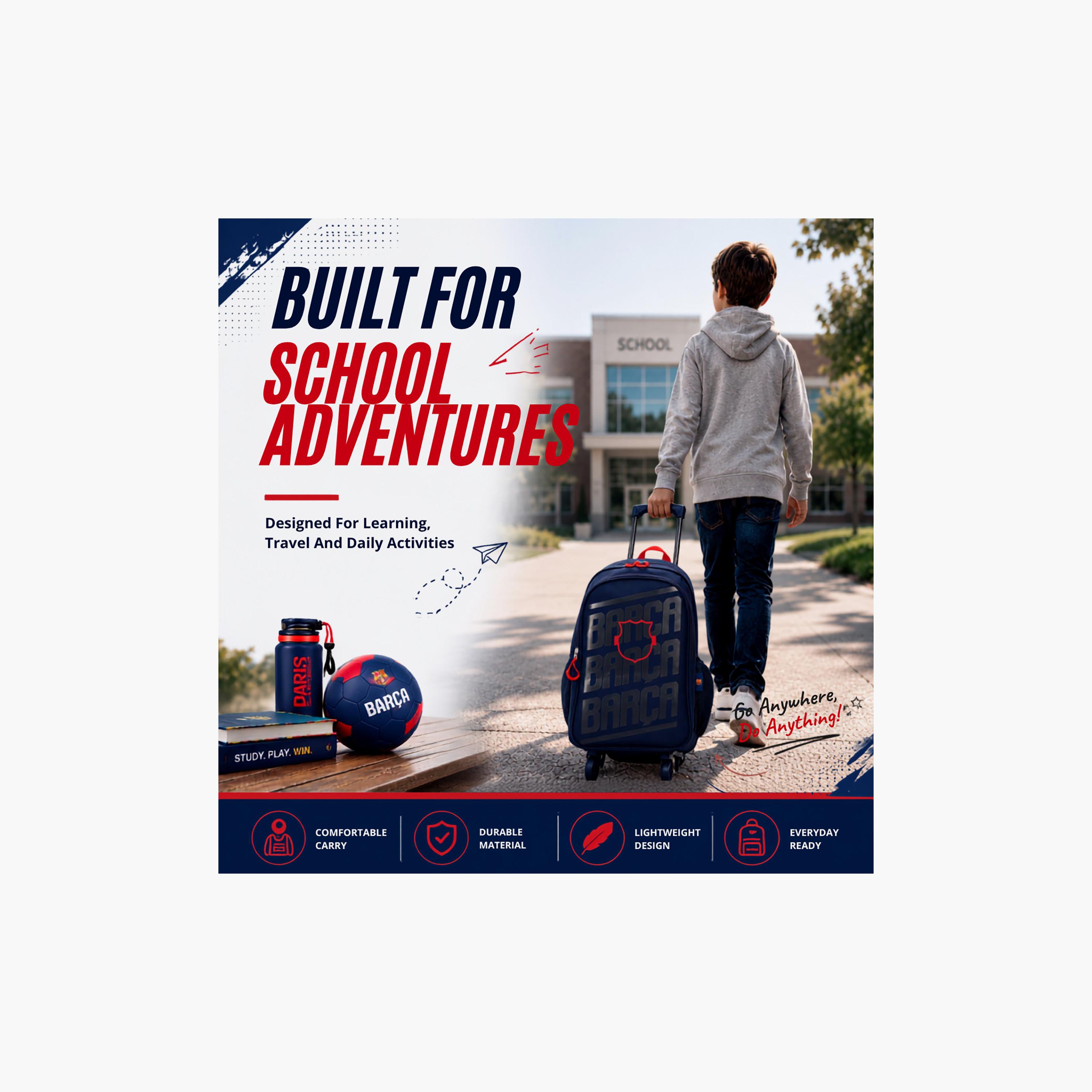 Bamboo Bark FC Barcelona 3-Piece School Trolley Bag Set with Lunch Bag & Pencil Case - 16 Inch-school-bagsandbackpacks-trolleybags-image-9