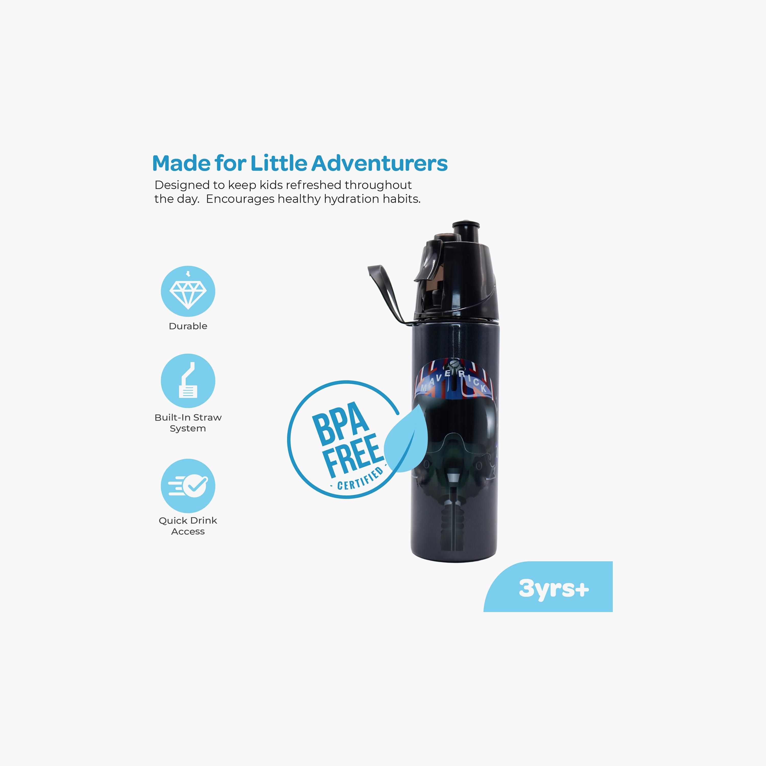Moon Top Gun Stainless Steel Water Bottle with Direct Drinking Spout & Spray Mist - 500 ml-school-waterbottles-image-2