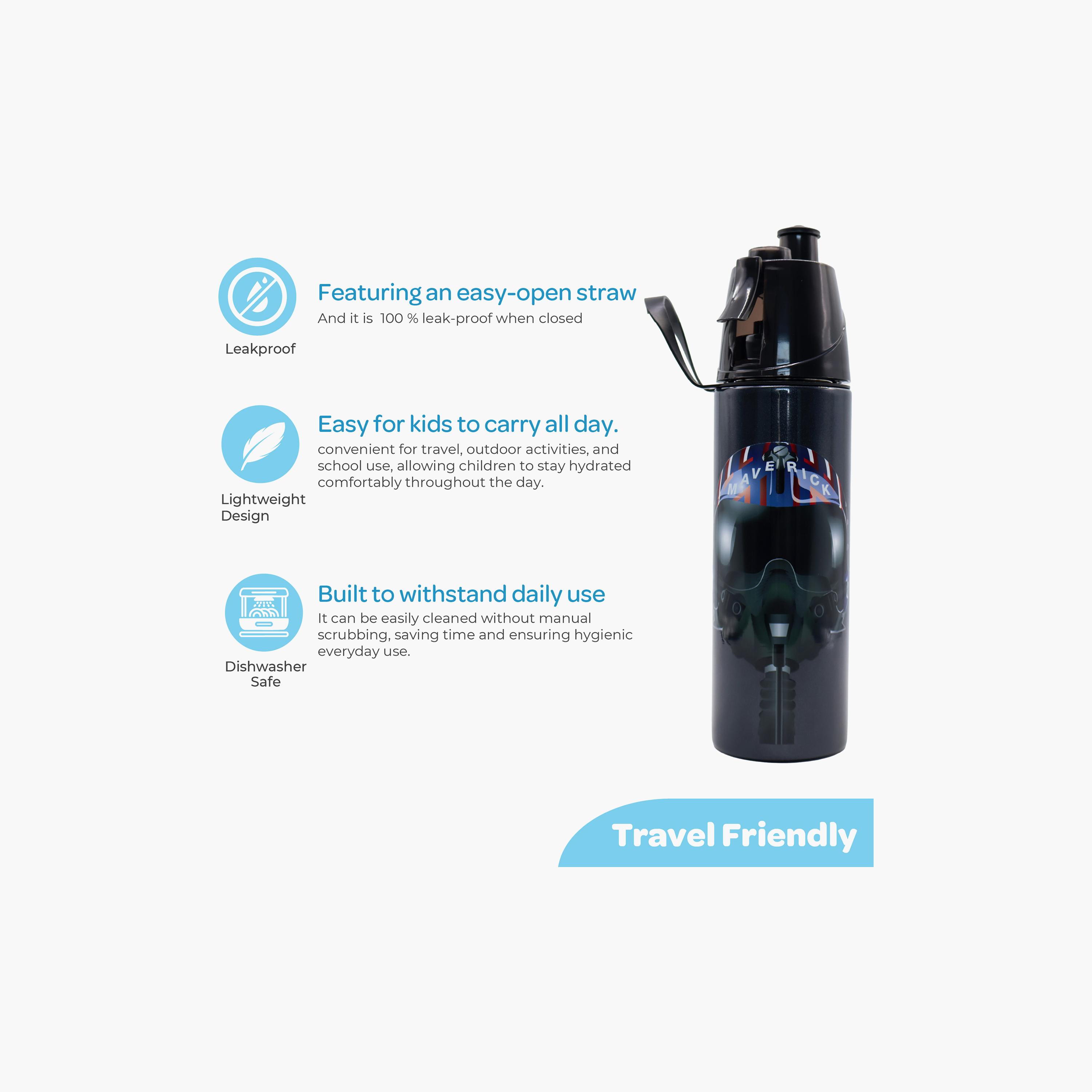 Moon Top Gun Stainless Steel Water Bottle with Direct Drinking Spout & Spray Mist - 500 ml-school-waterbottles-image-3