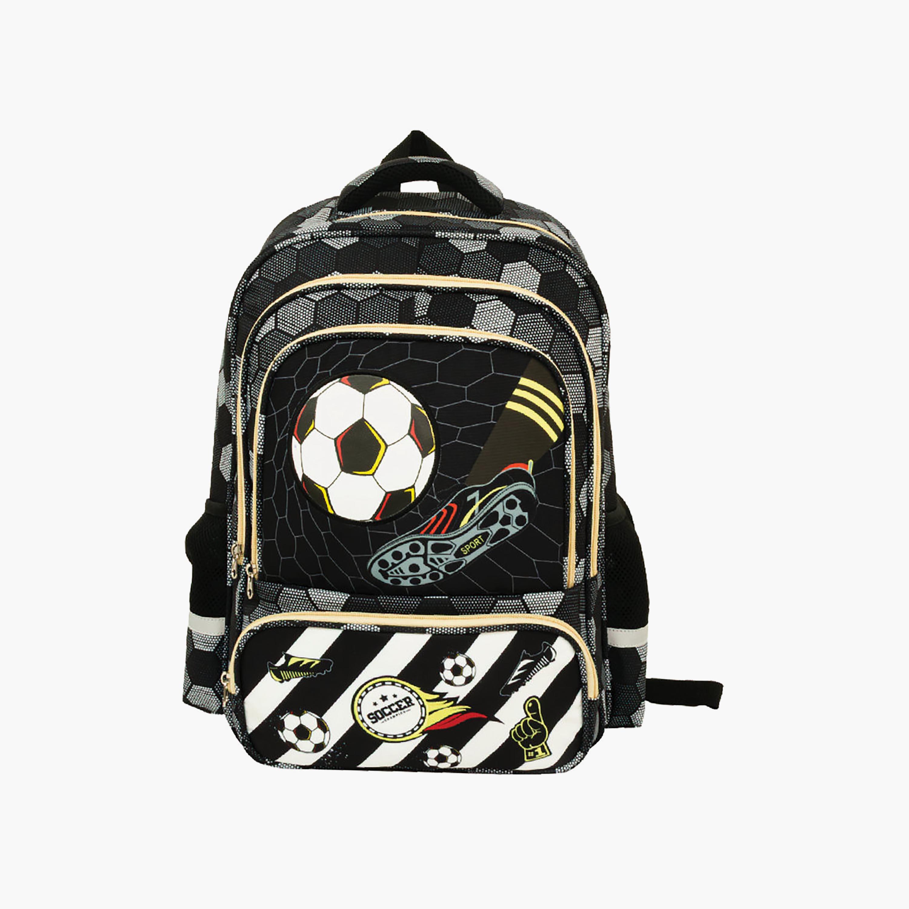 Moon Football 3-Piece School Backpack Set for 8-13 Yrs with Lunch Bag & Pencil Case - 12 Inch-school-bagsandbackpacks-backpacks-image-1