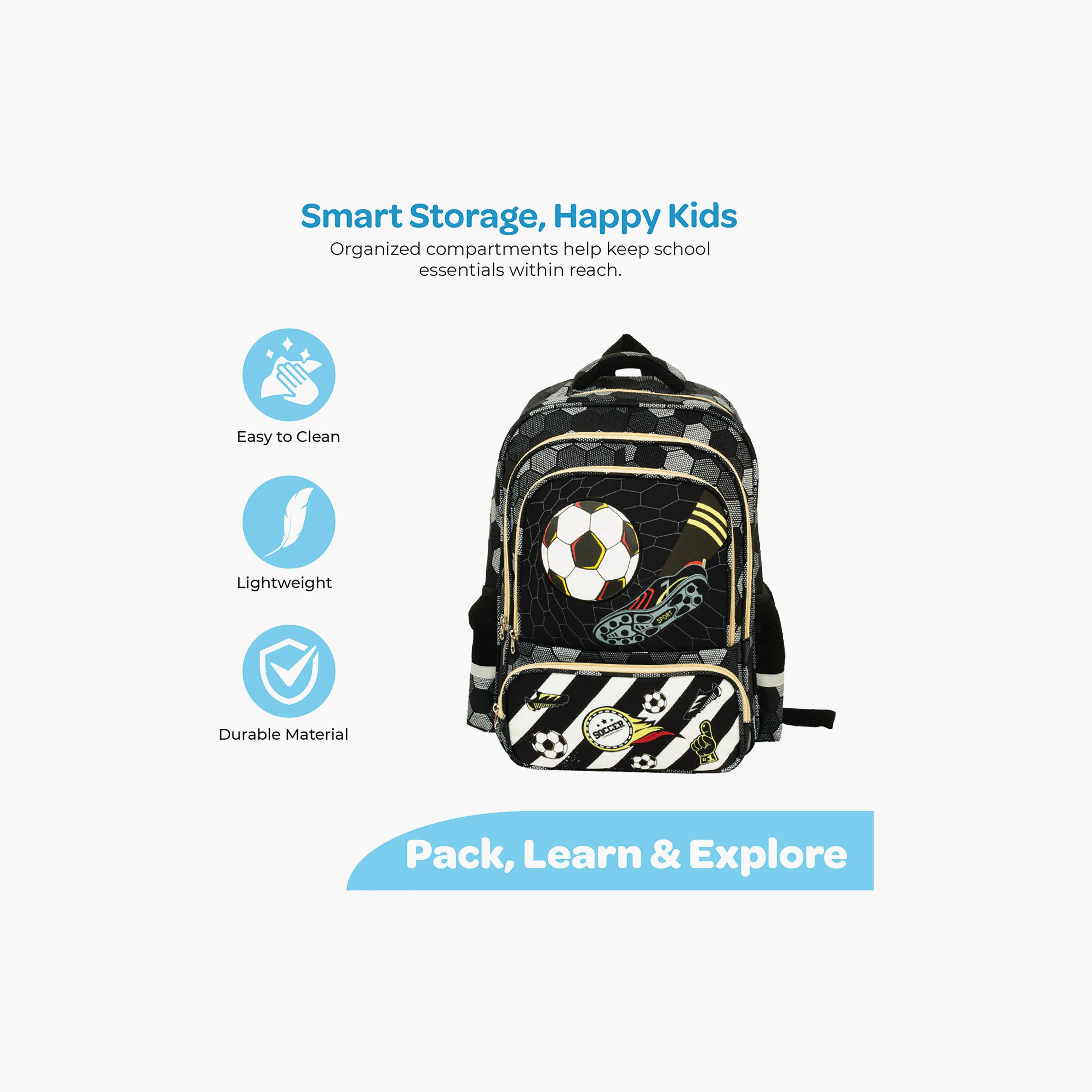 Moon Football 3-Piece School Backpack Set for 8-13 Yrs with Lunch Bag & Pencil Case - 12 Inch-school-bagsandbackpacks-backpacks-image-3