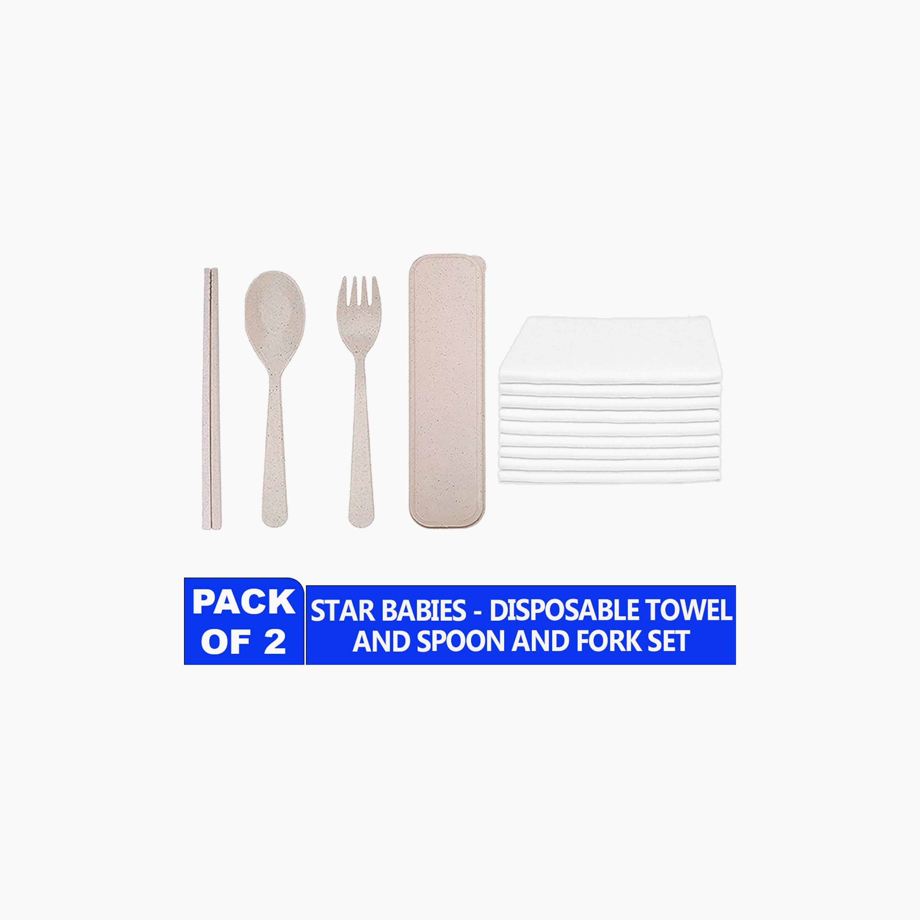 Star Babies Organic Cutlery & Disposable Towel Combo Set-baby-feeding-mealtimeessentials-image-2