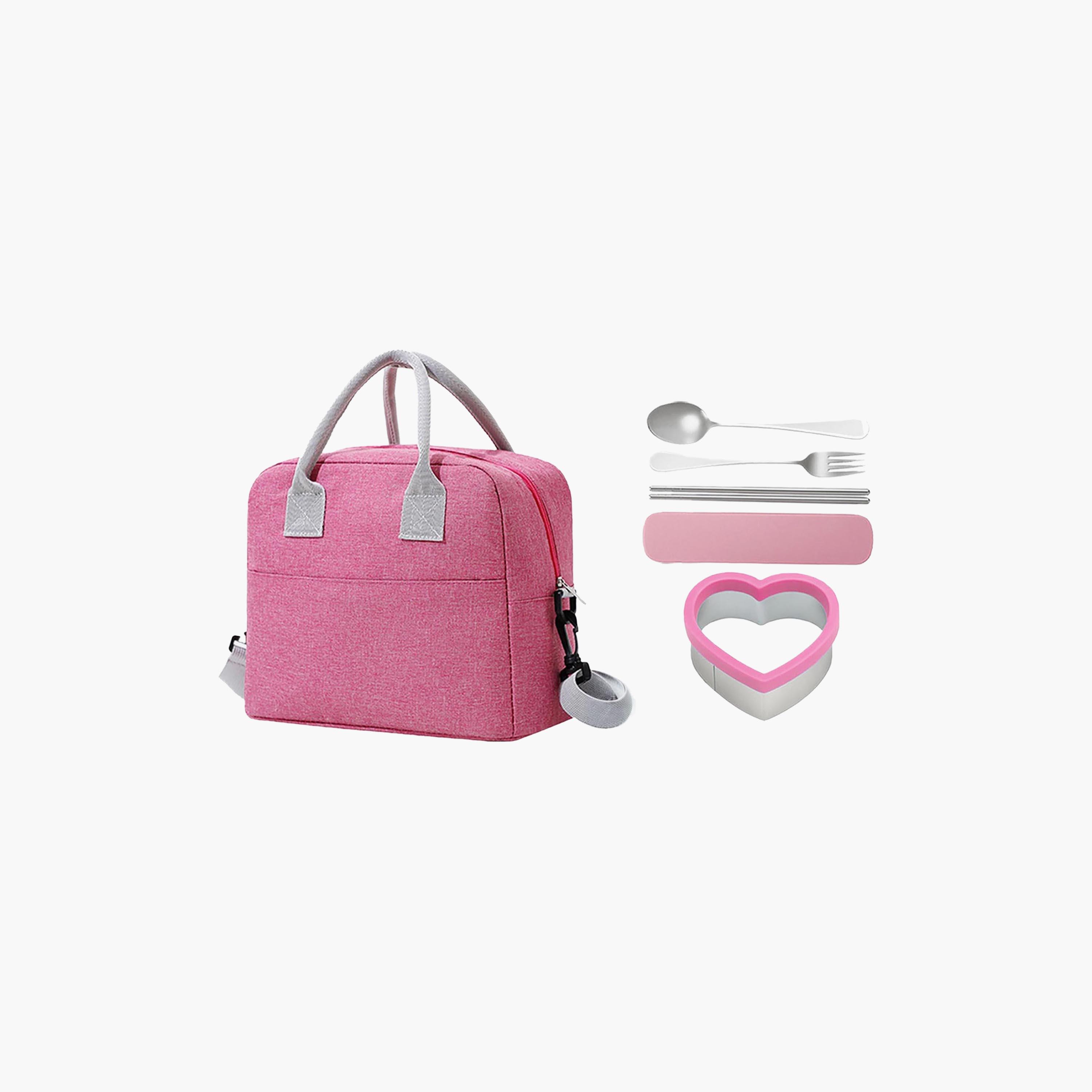 Star Babies Plain 3-Piece Insulated Bag Set for Girls 5-8 Yrs with Sandwich Cutter & Cutlery-school-lunchessentials-sets-image-1