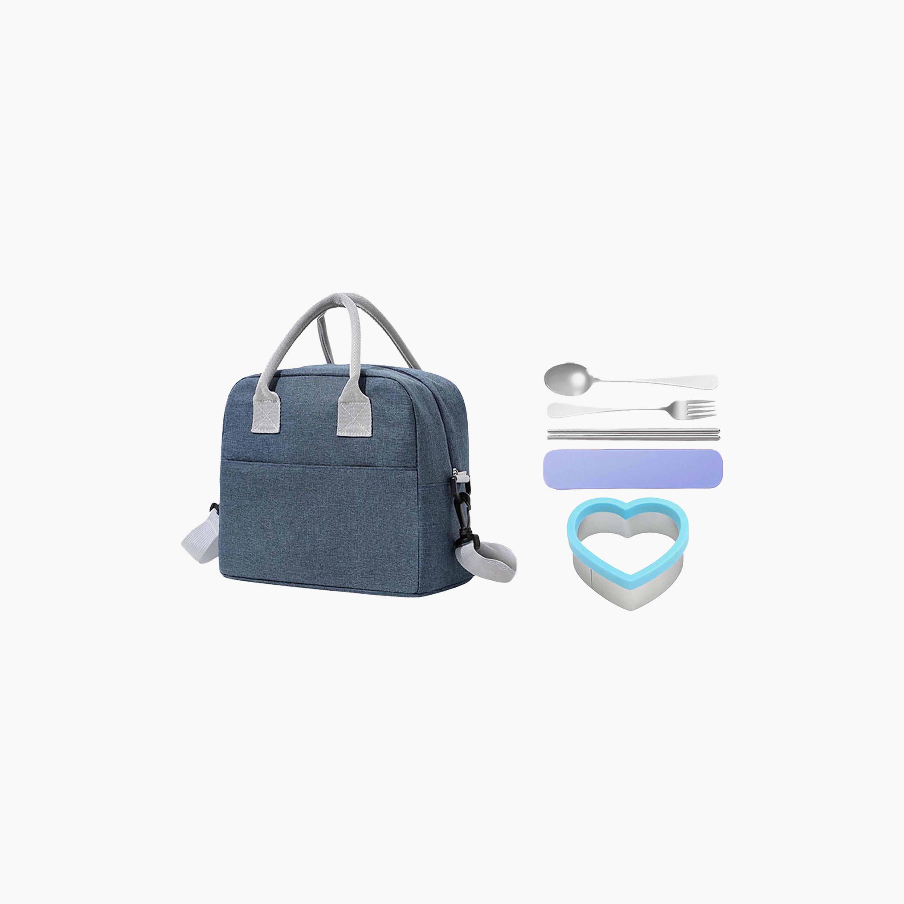 Star Babies Plain 3-Piece Inculcated Lunch Bag Set for 5-8 Yrs with Sandwich Cutter & Cutlery-school-lunchessentials-sets-image-1