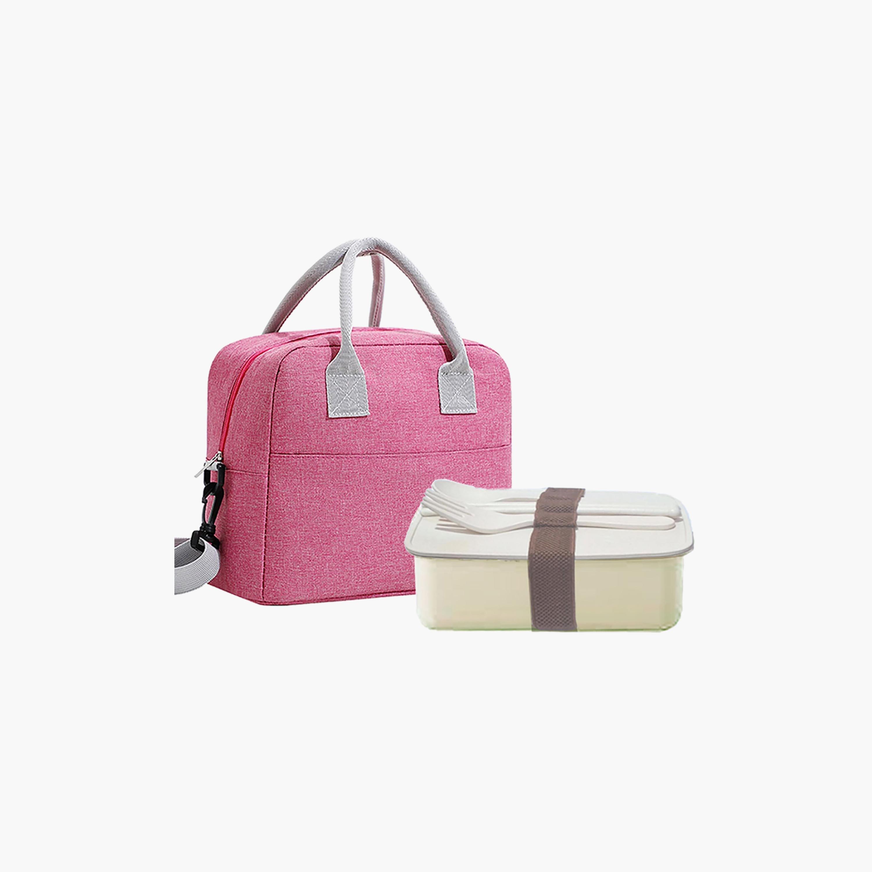 Star Babies Plain 2-Piece Insulated Lunch Bag Set for Girls 5-8 Yrs with Lunch Box & Cutlery-school-lunchessentials-sets-image-1