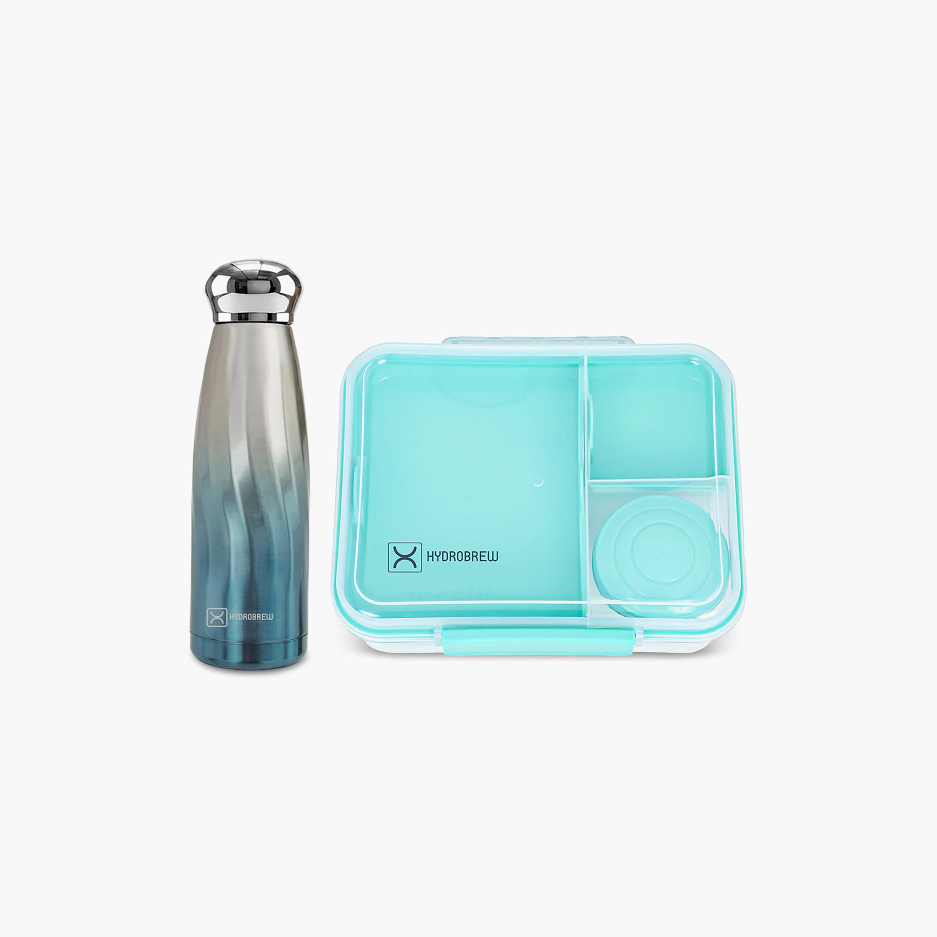 Hydrobrew 3/4/5 Convertible Bento Lunch Box With Double Wall Stainless Steel Water Bottle-school-lunchessentials-lunchboxes-image-1