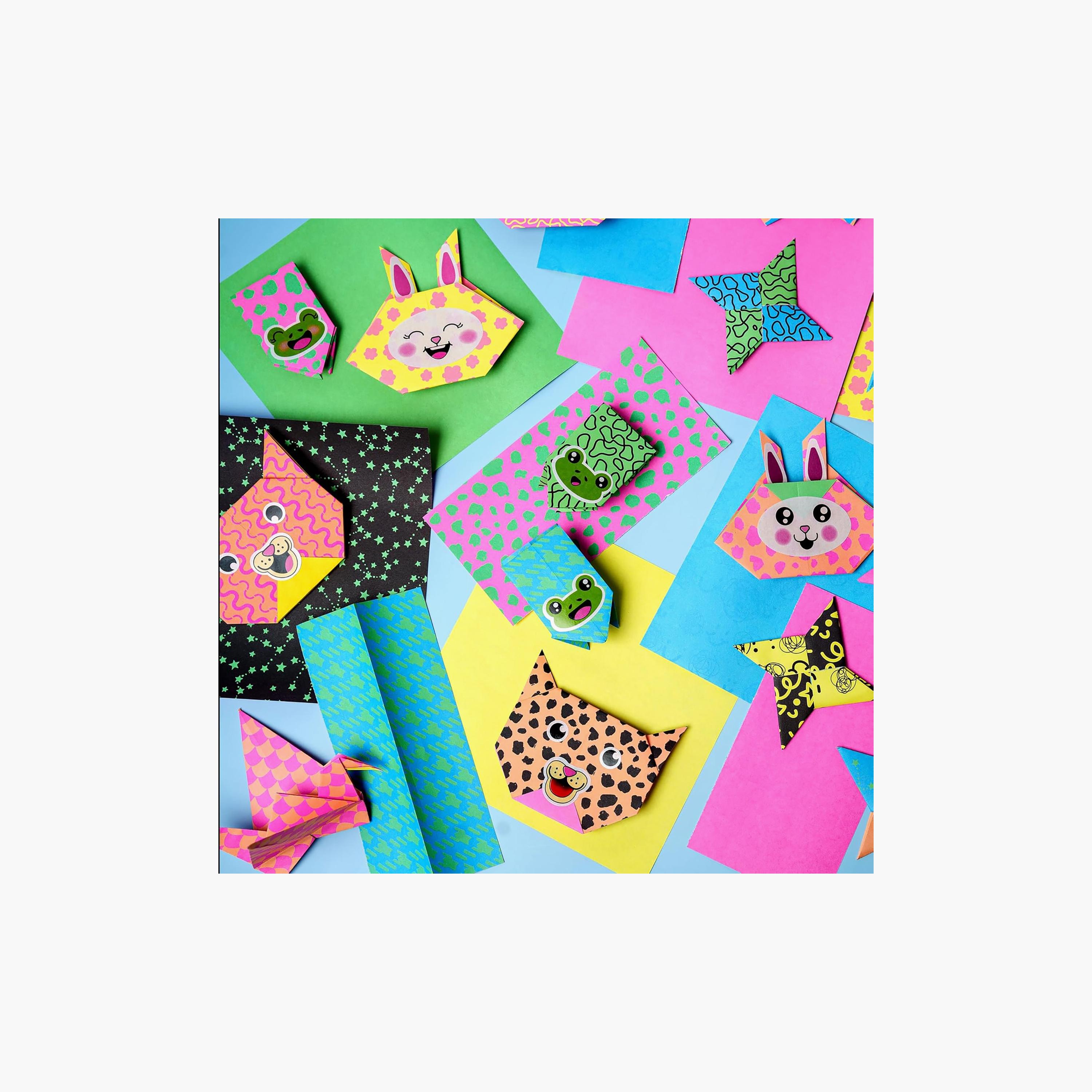 Creativity for Kids Neon Origami Mini Kit with Bright Papers & Stickers Sheet-school-artsandcrafts-image-2