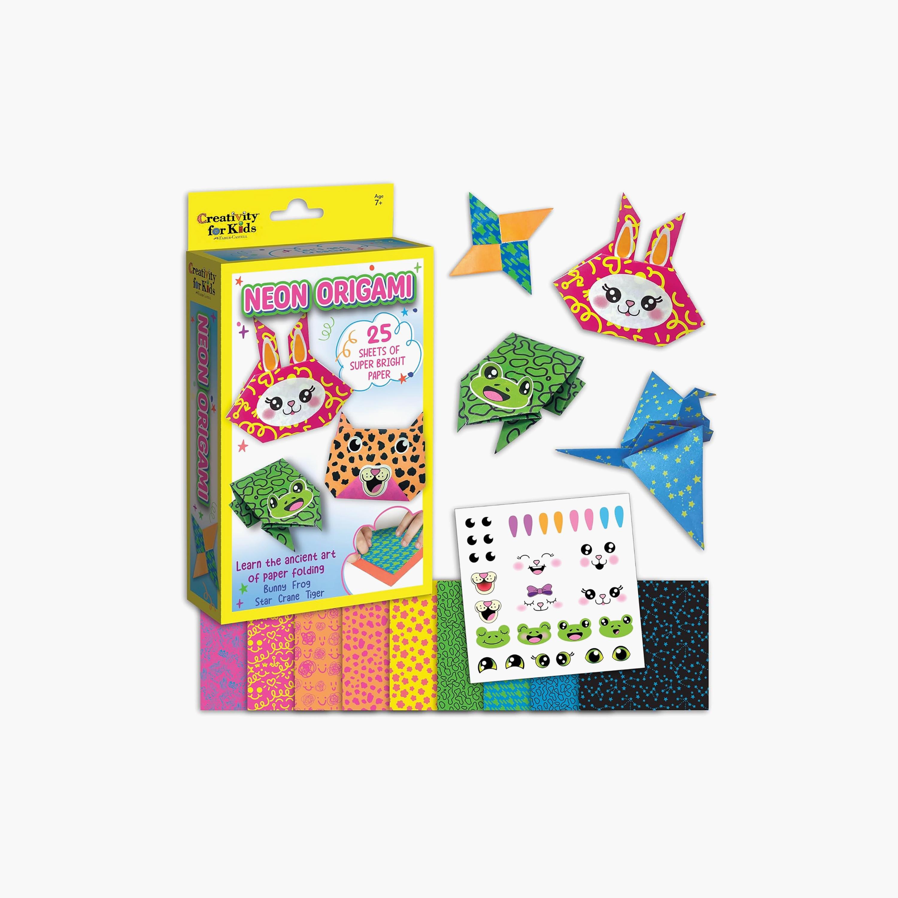 Creativity for Kids Neon Origami Mini Kit with Bright Papers & Stickers Sheet-school-artsandcrafts-image-3
