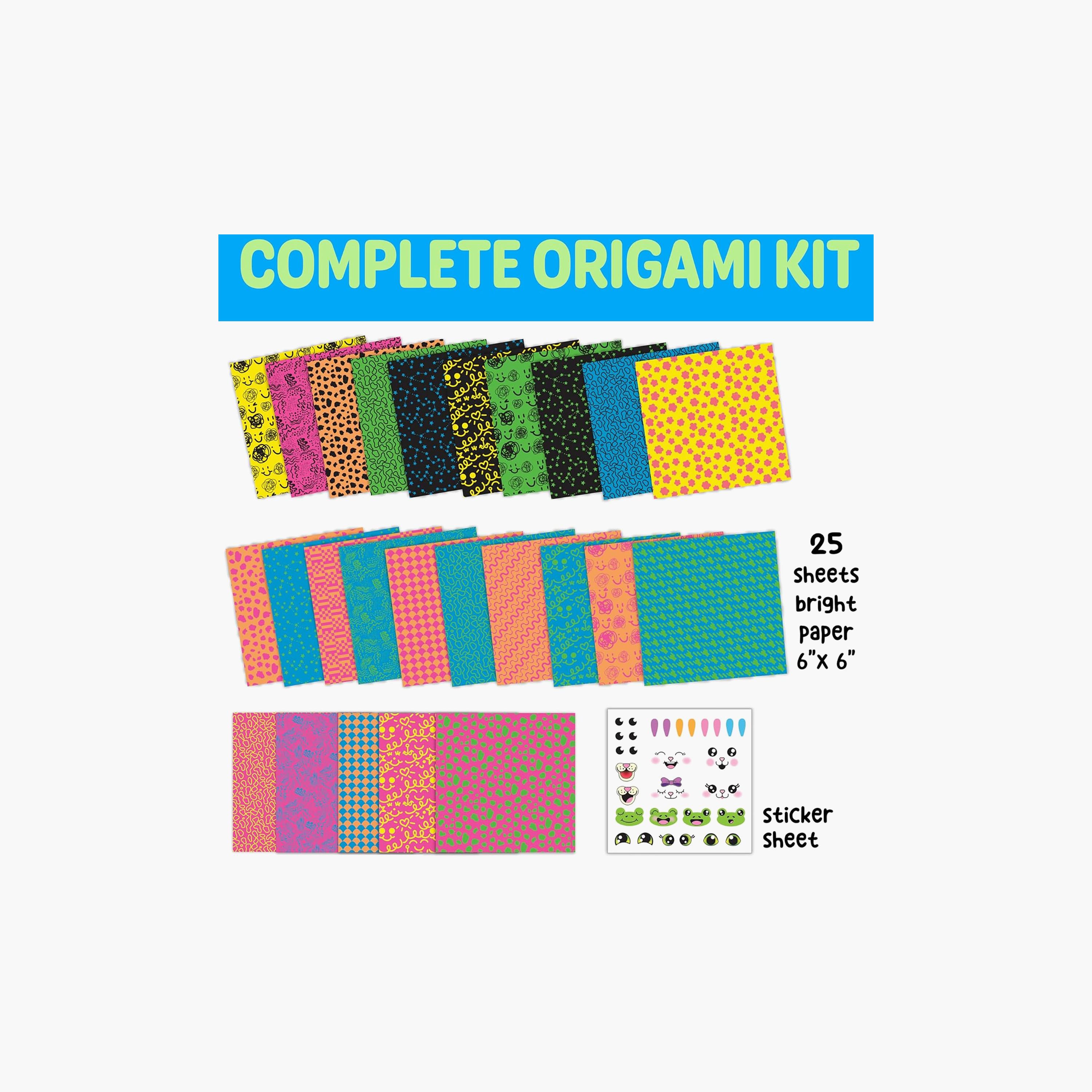 Creativity for Kids Neon Origami Mini Kit with Bright Papers & Stickers Sheet-school-artsandcrafts-image-5