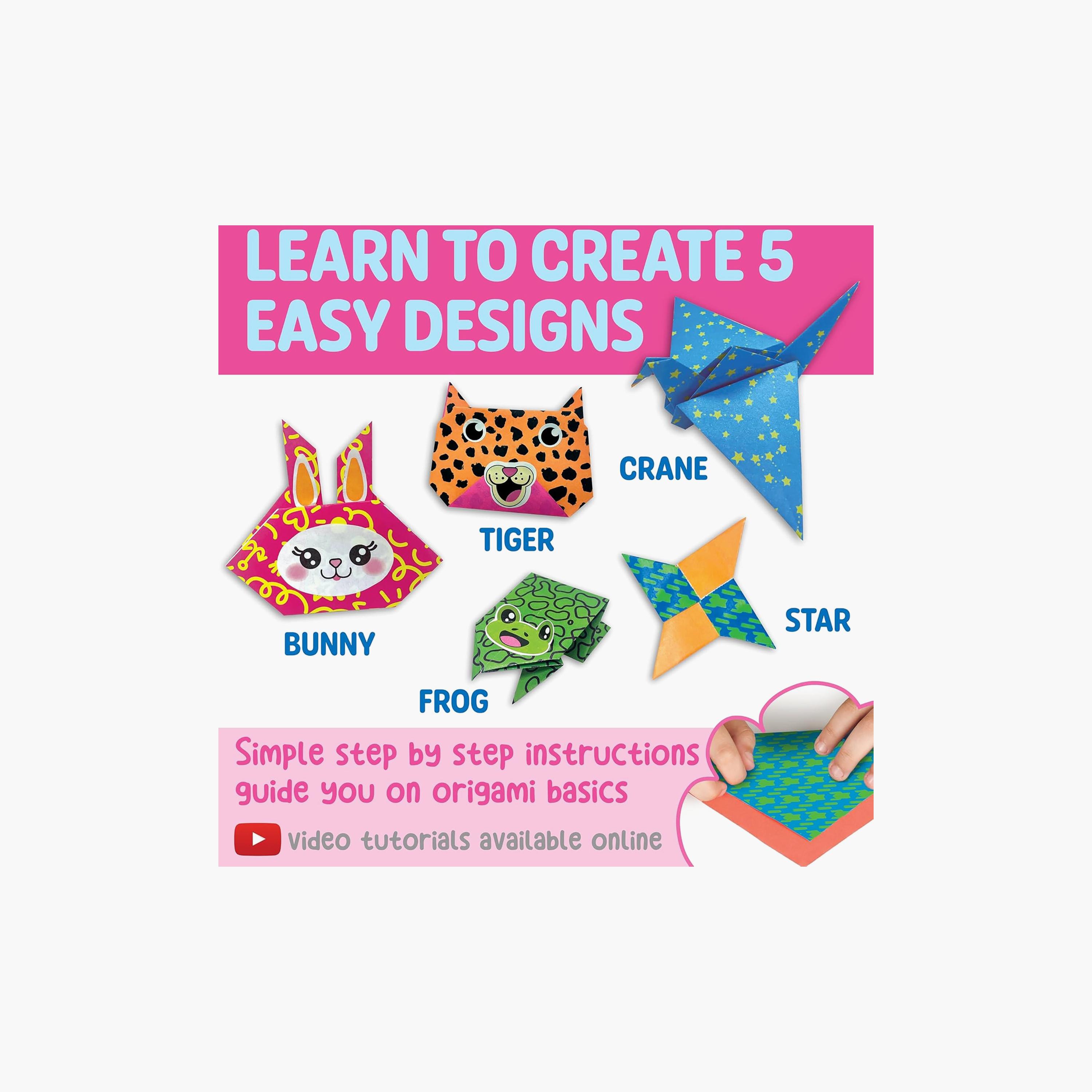 Creativity for Kids Neon Origami Mini Kit with Bright Papers & Stickers Sheet-school-artsandcrafts-image-6