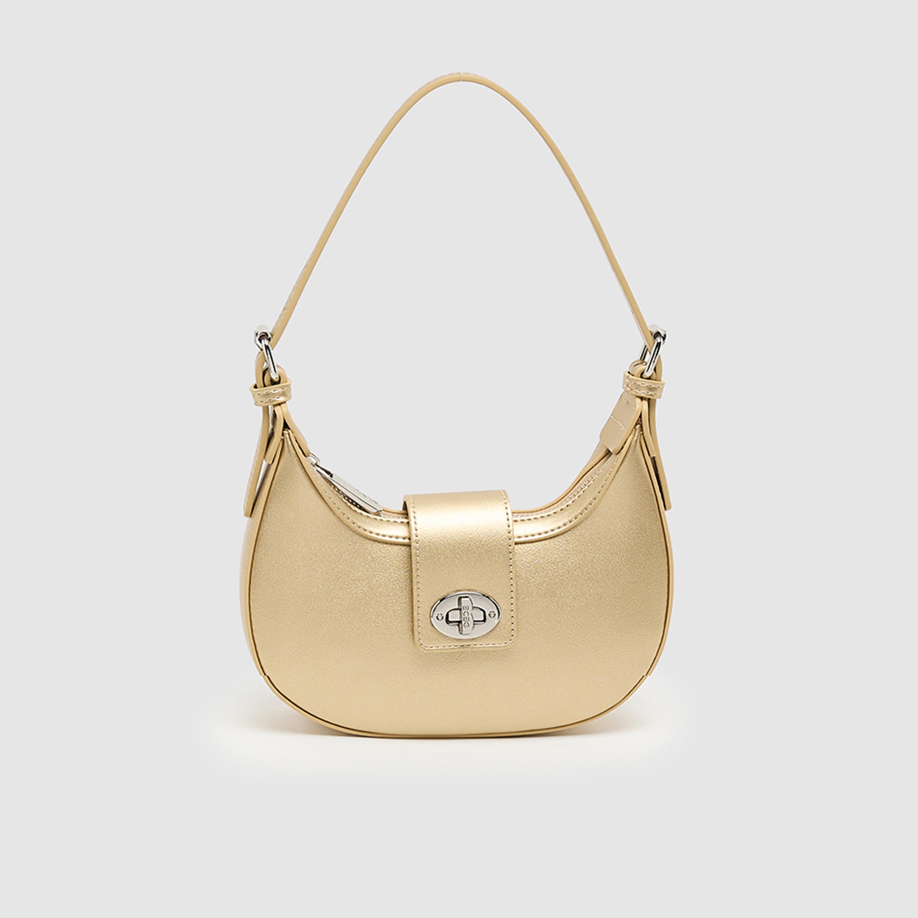 BCBG Plain Top Handle Shoulder Bag with Twist Lock Closure and Adjustable Strap | 22 X 18 X 6 CM-women-bagsandwallets-handbags-image-1