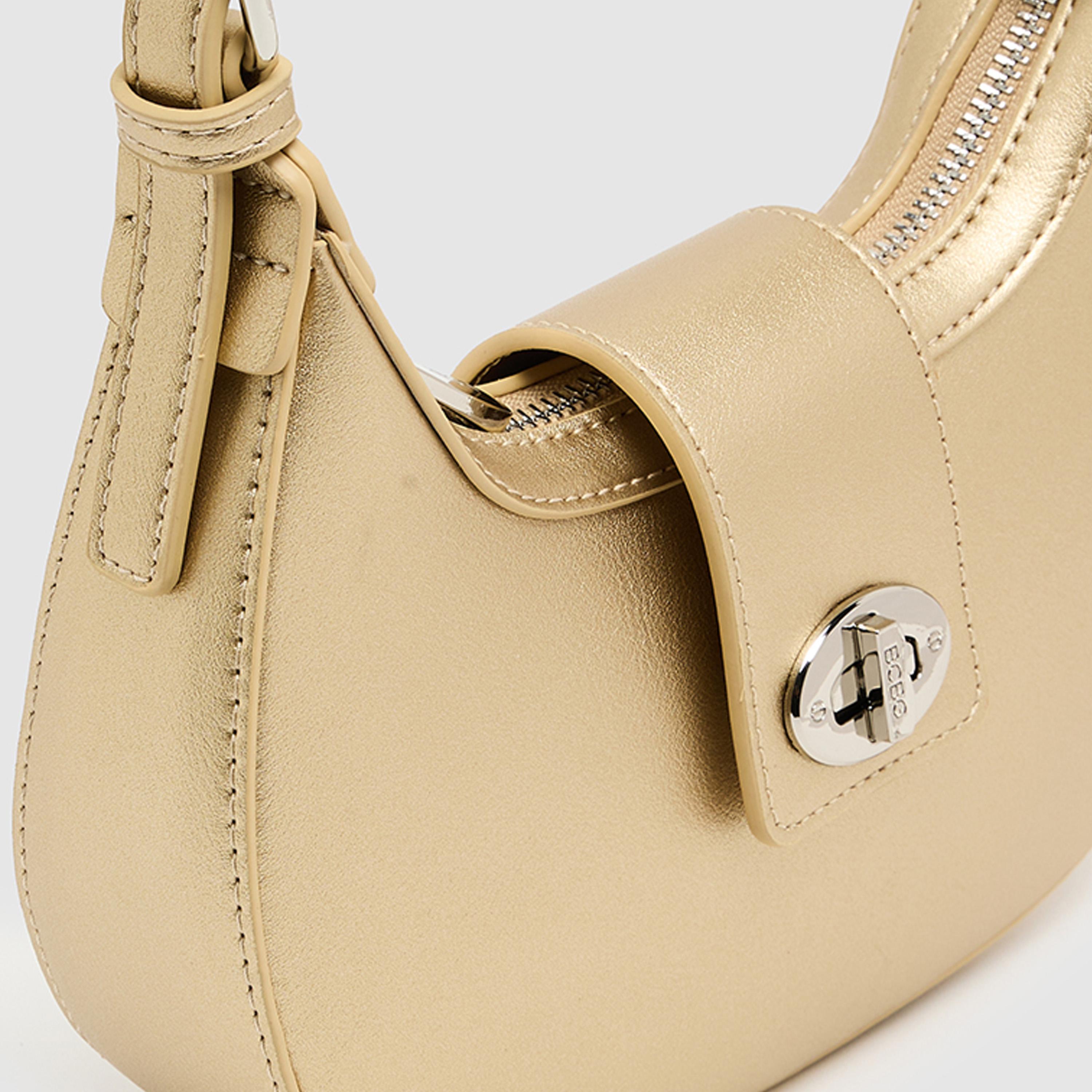 BCBG Plain Top Handle Shoulder Bag with Twist Lock Closure and Adjustable Strap | 22 X 18 X 6 CM-women-bagsandwallets-handbags-image-4