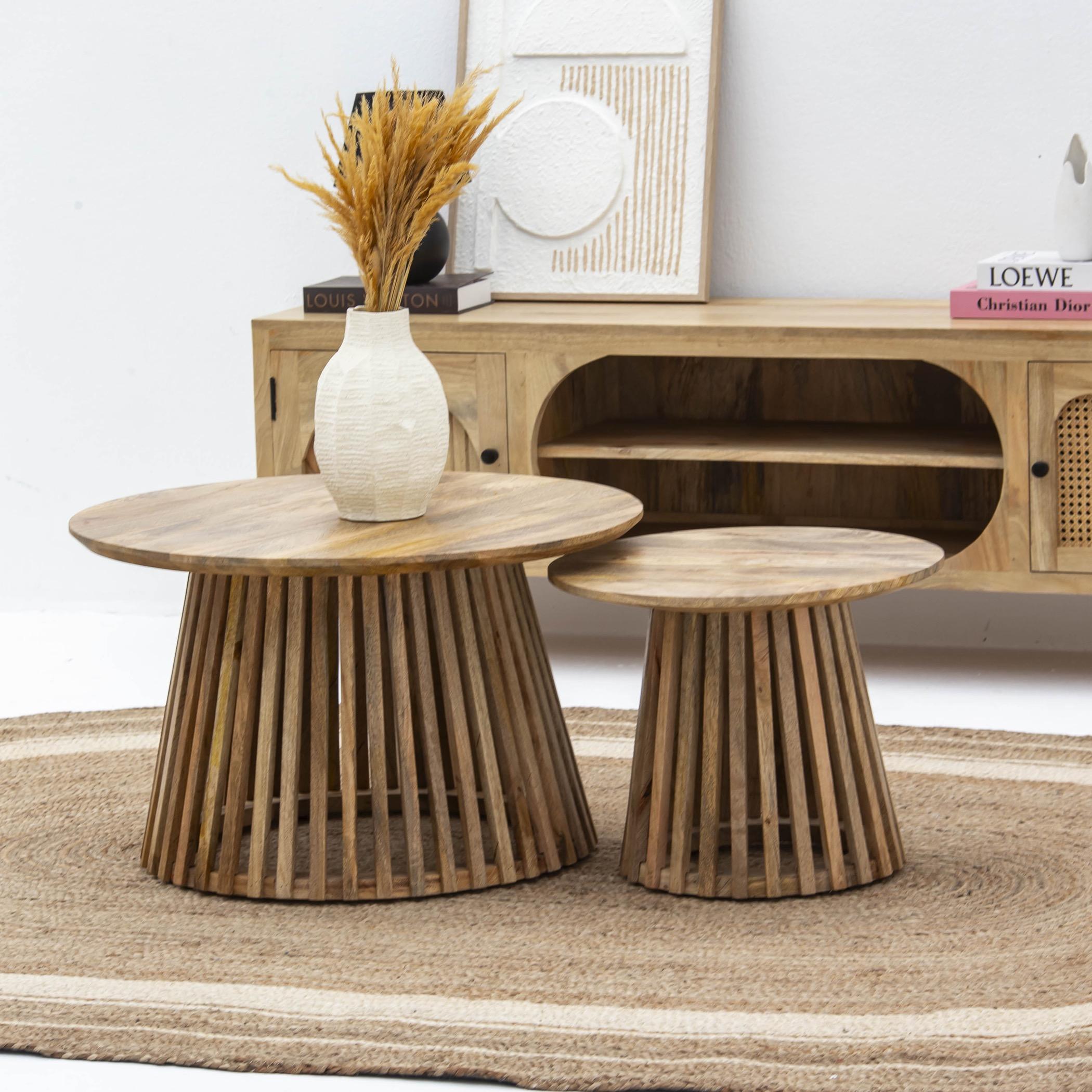Art and Craft Montera 2-Piece Wooden Top Coffee Table Set