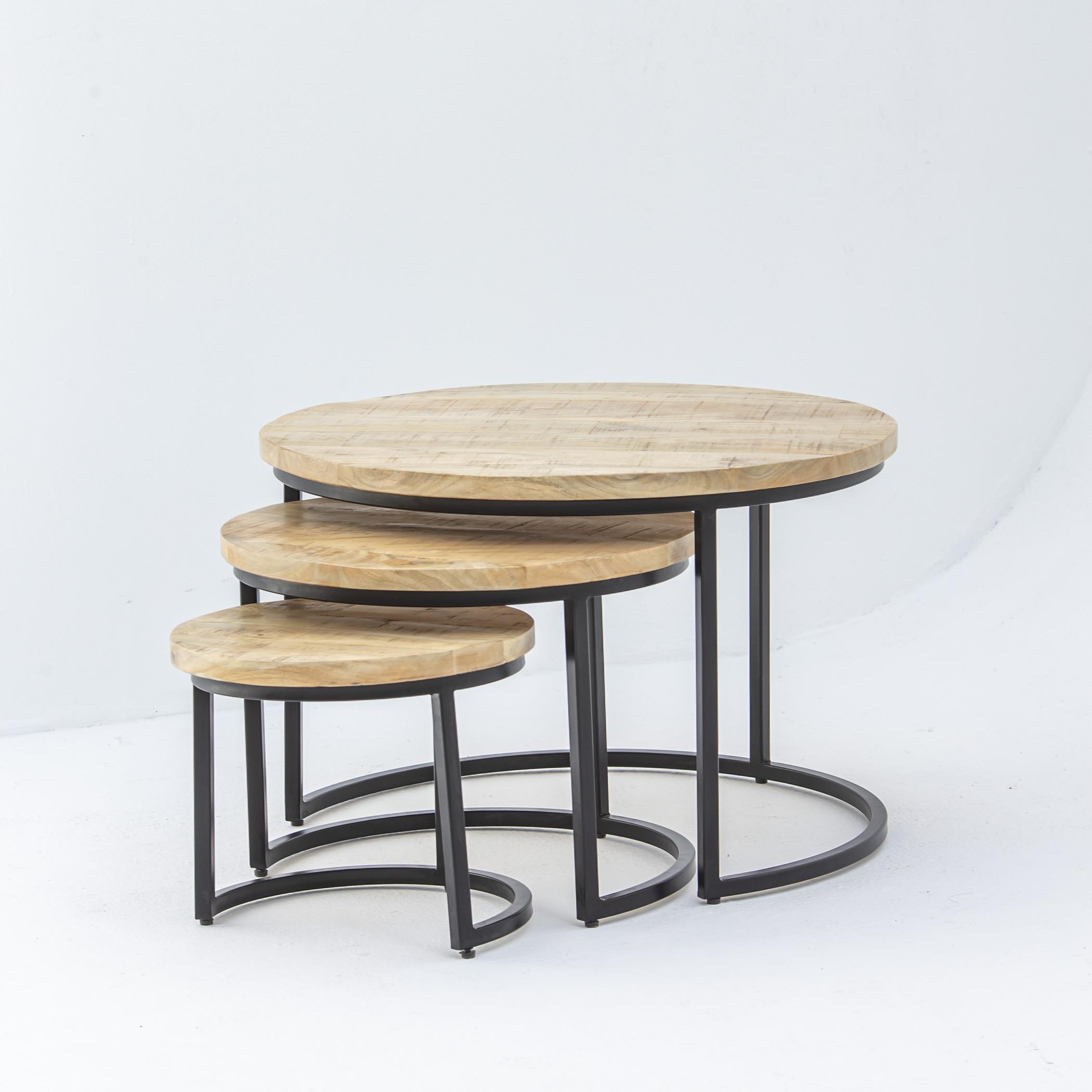 Art and Craft Mangoedge 3-Piece Wooden Top Coffee Table Set