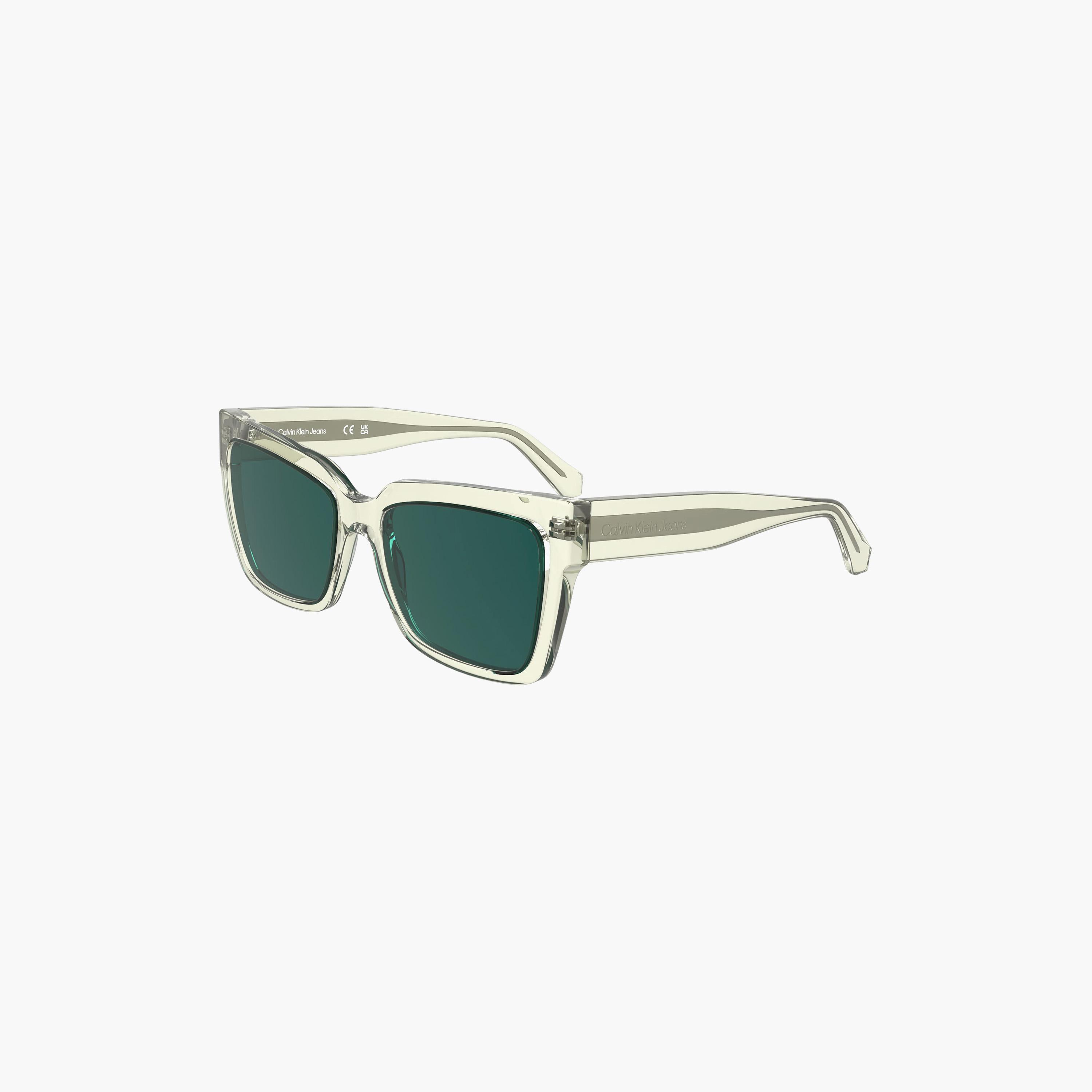 نظارات شمسية مربعة عاكسة خضراء من كالفن كلاين جينز للنساء | CKJ24606S.008-women-sunglasses-image-1