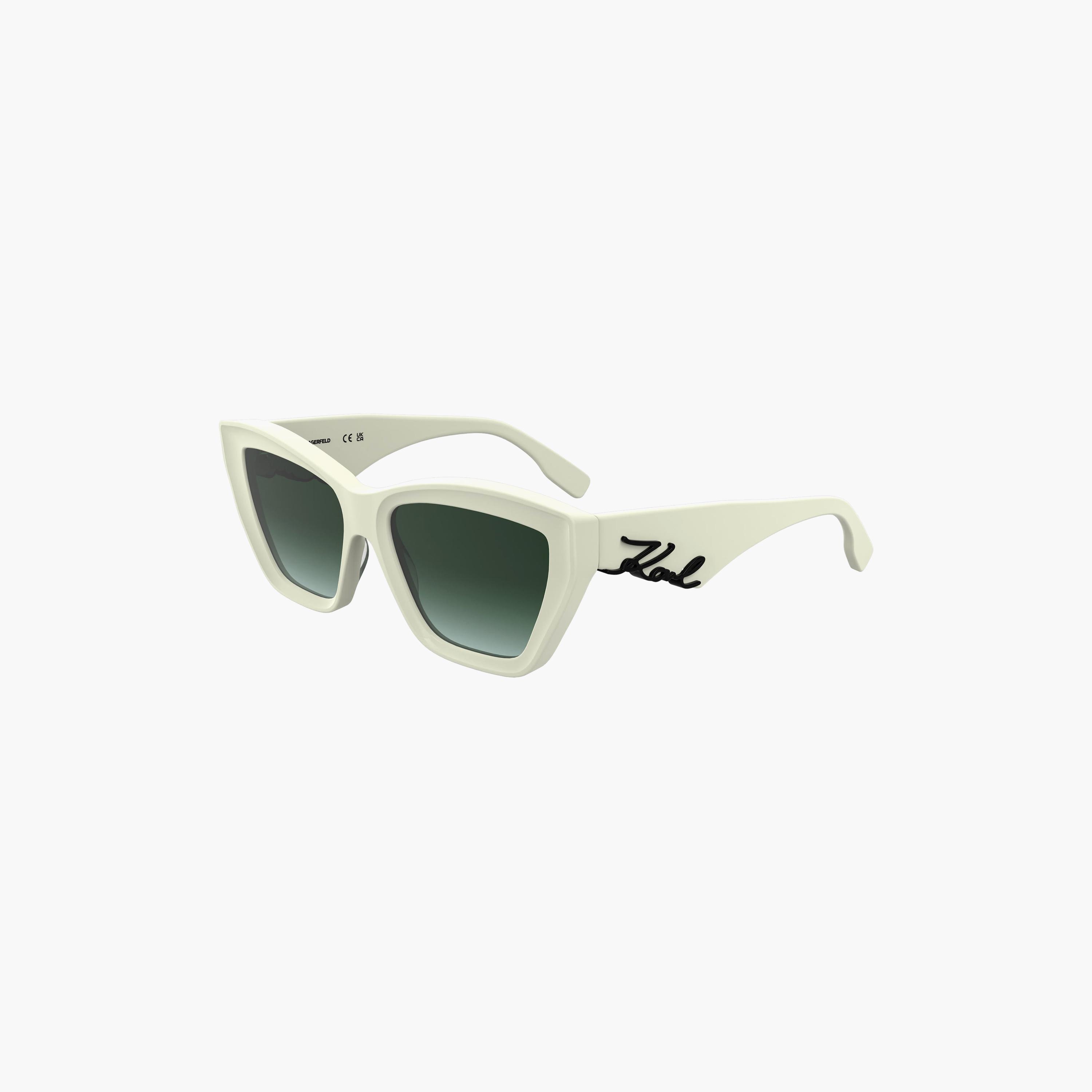 نظارات شمسية نسائية من كارل لاغرفيلد بتصميم عين القطة، لون أخضر عاكس | KL6179S.105-women-sunglasses-image-1