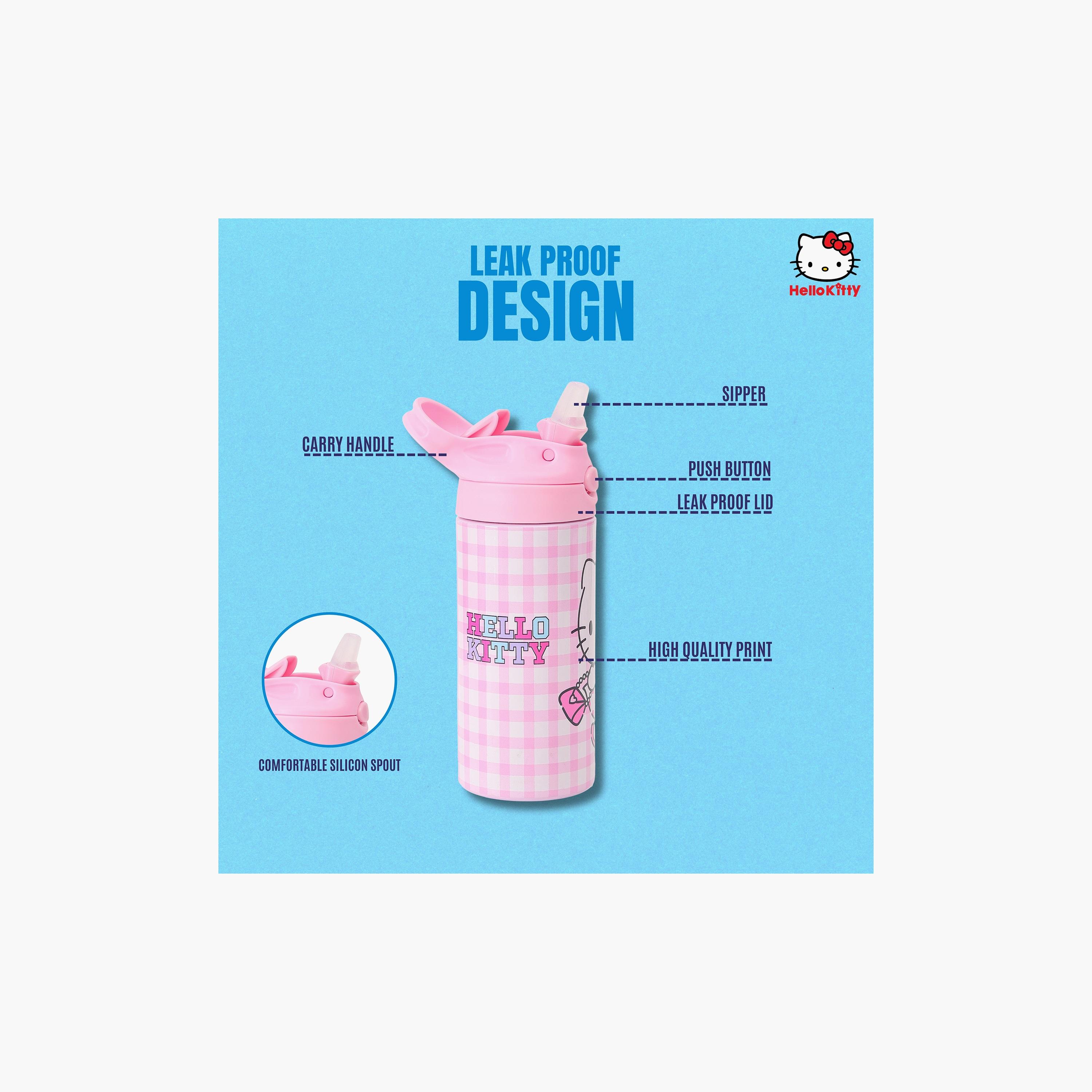 Sanrio Hello Kitty Stainless Steel Water Bottle with Flip-Top Spout & Handle - 400 ml-school-waterbottles-image-4