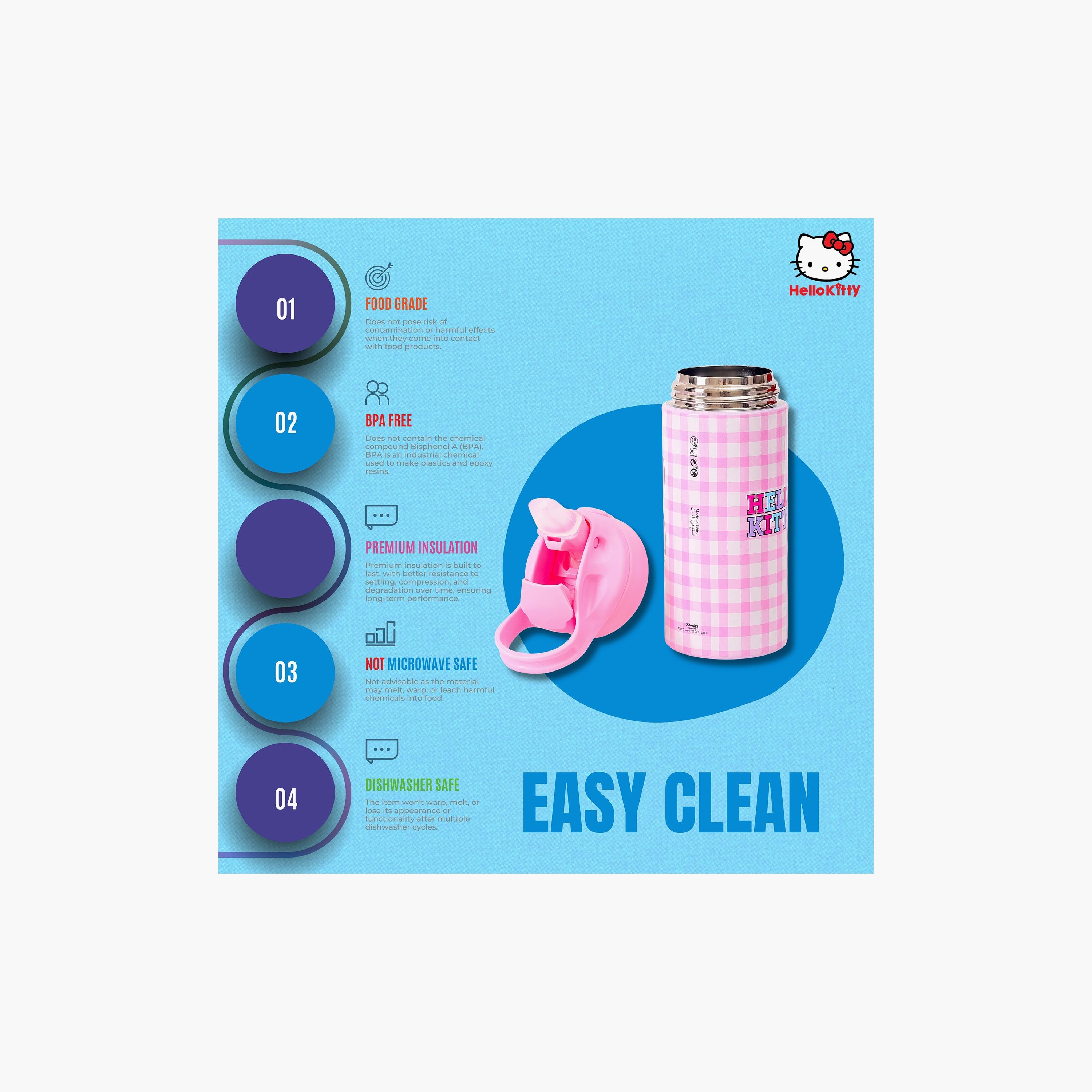 Sanrio Hello Kitty Stainless Steel Water Bottle with Flip-Top Spout & Handle - 400 ml-school-waterbottles-image-5