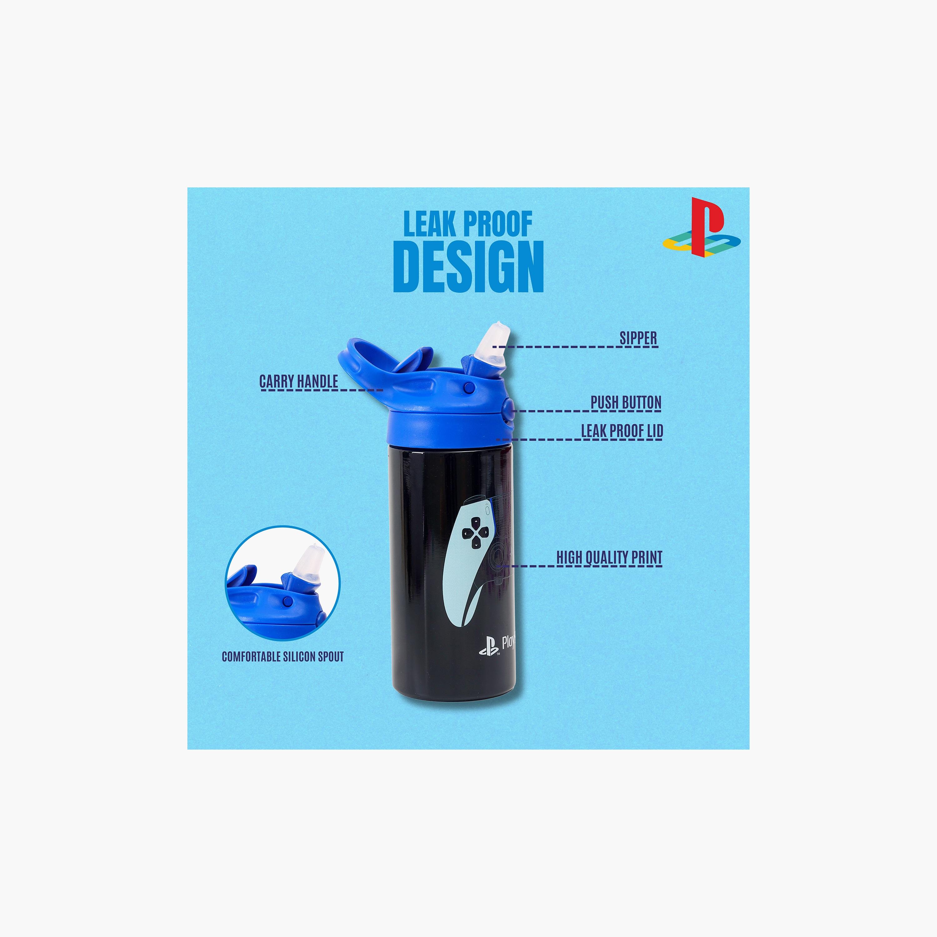 Sony Playstation Controllers Stainless Steel Water Bottle with Flip-Top Spout & Handle - 400 ml-school-waterbottles-image-4