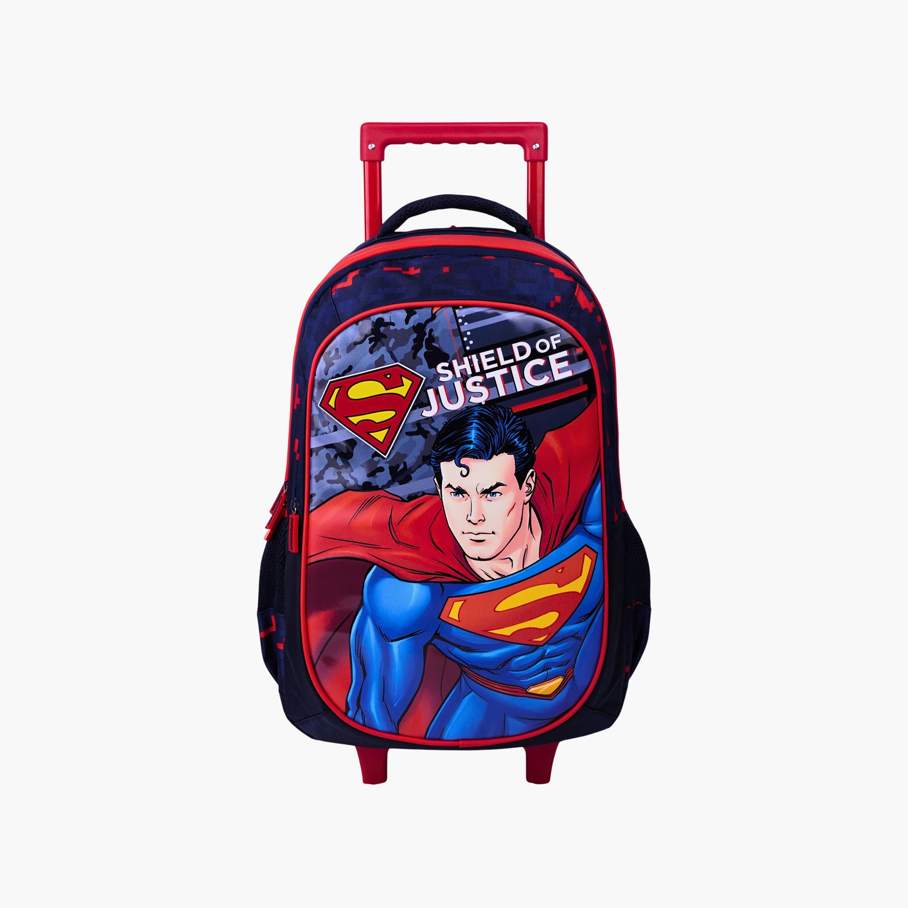Warner Bros Superman Trolley Backpack for Boys 8-12 Yrs with Telescopic Handle - 18 Inch-school-bagsandbackpacks-trolleybags-image-1