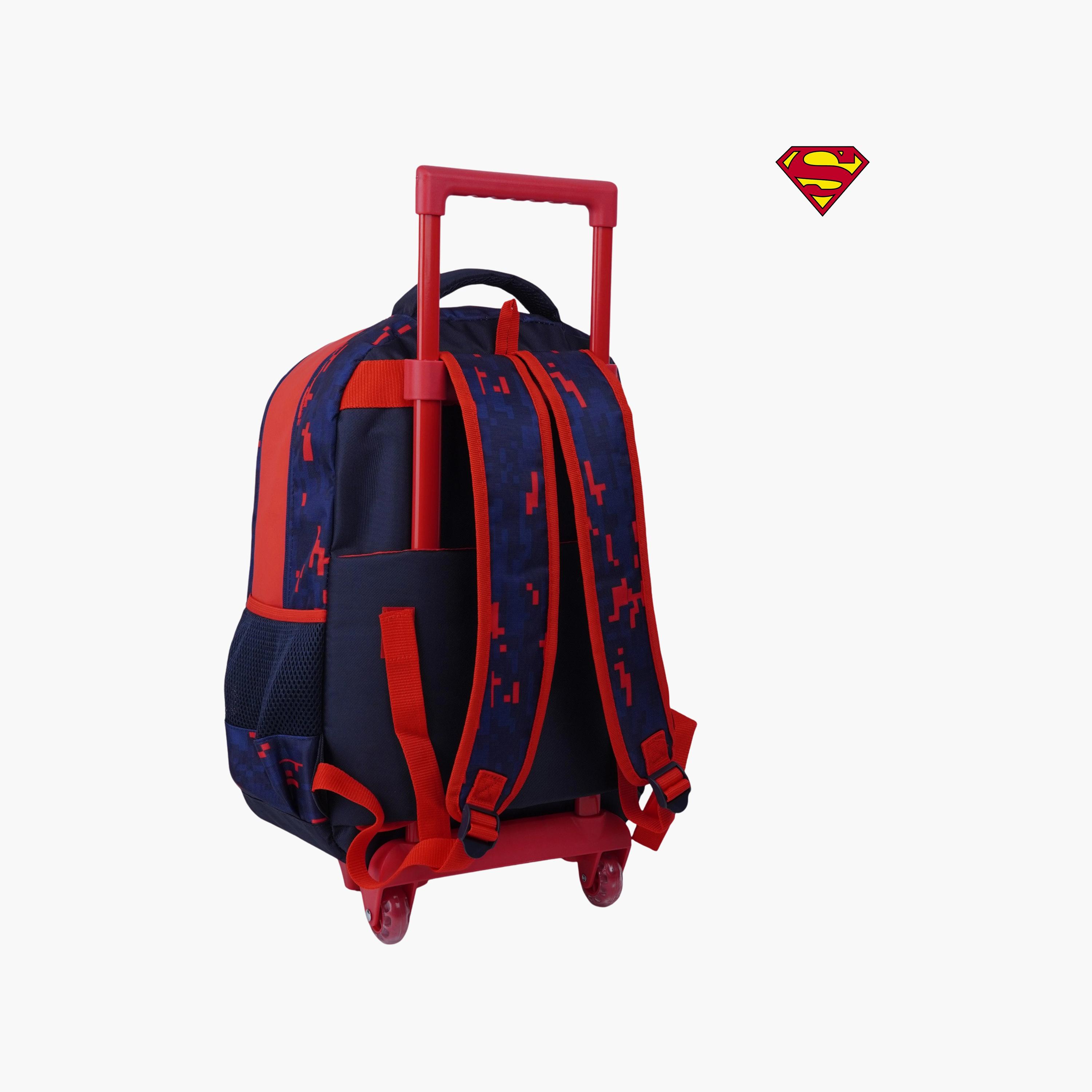 Warner Bros Superman Trolley Backpack for Boys 8-12 Yrs with Telescopic Handle - 18 Inch-school-bagsandbackpacks-trolleybags-image-2