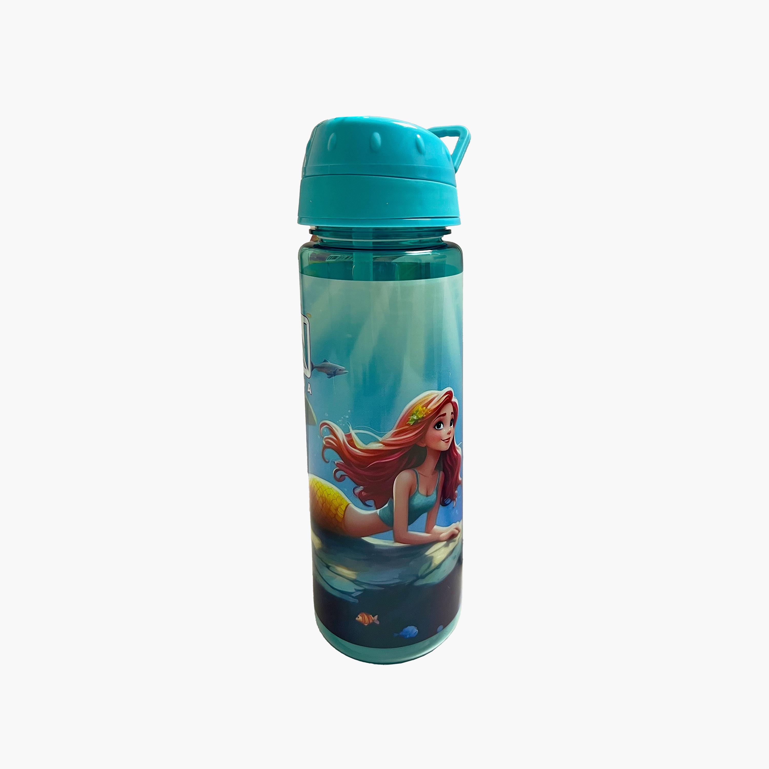Trucare Mermaid Plastic Water Bottle with Flip-Top Spout & Handle - 750 ml-school-waterbottles-image-1