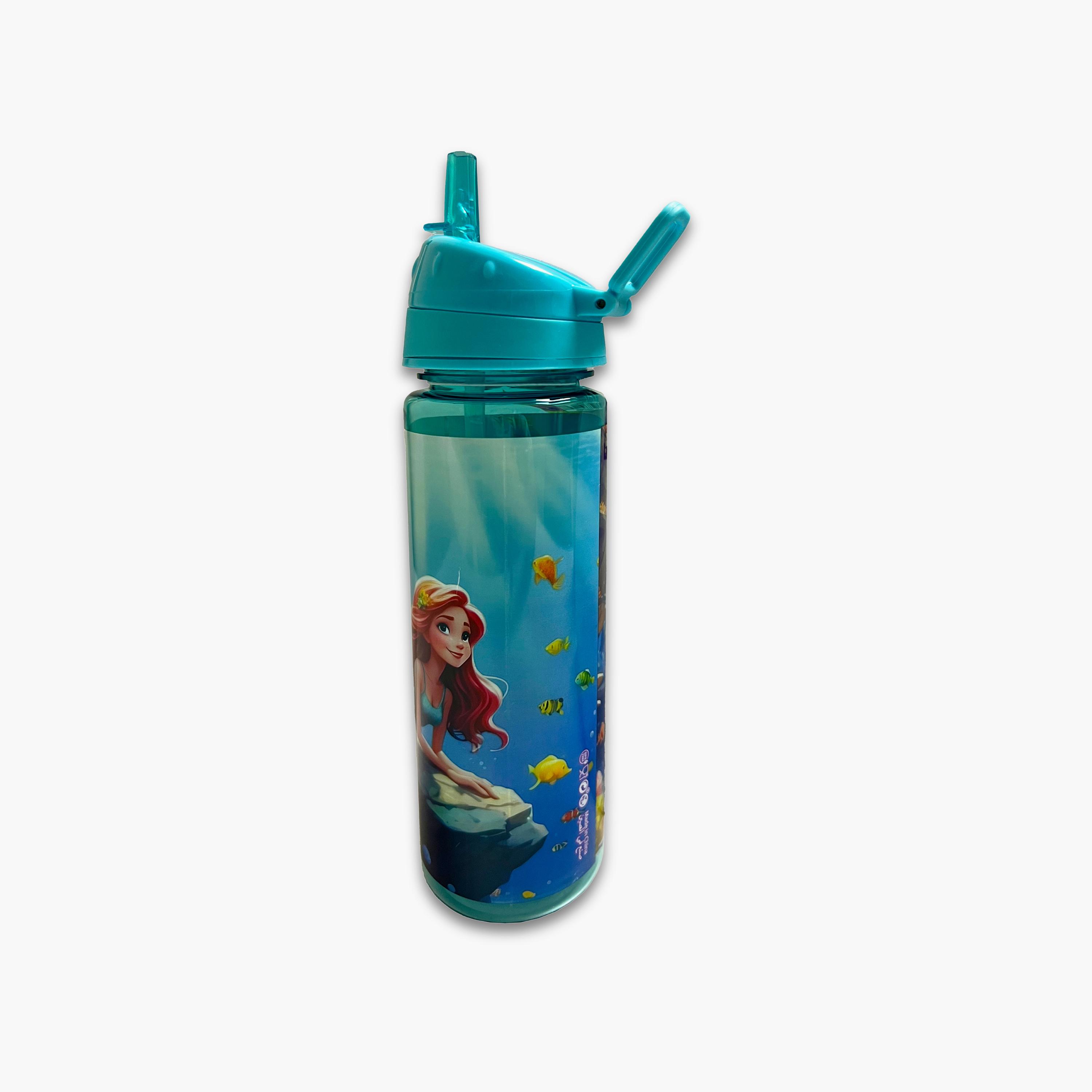 Trucare Mermaid Plastic Water Bottle with Flip-Top Spout & Handle - 750 ml-school-waterbottles-image-3