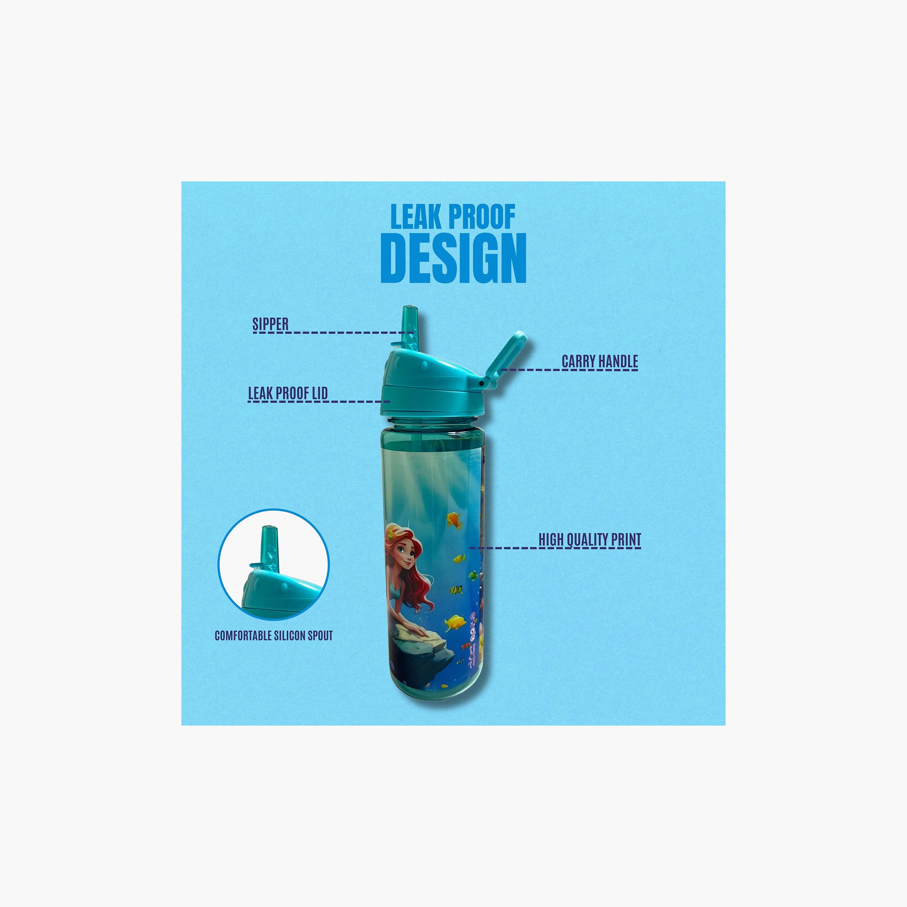 Trucare Mermaid Plastic Water Bottle with Flip-Top Spout & Handle - 750 ml-school-waterbottles-image-4