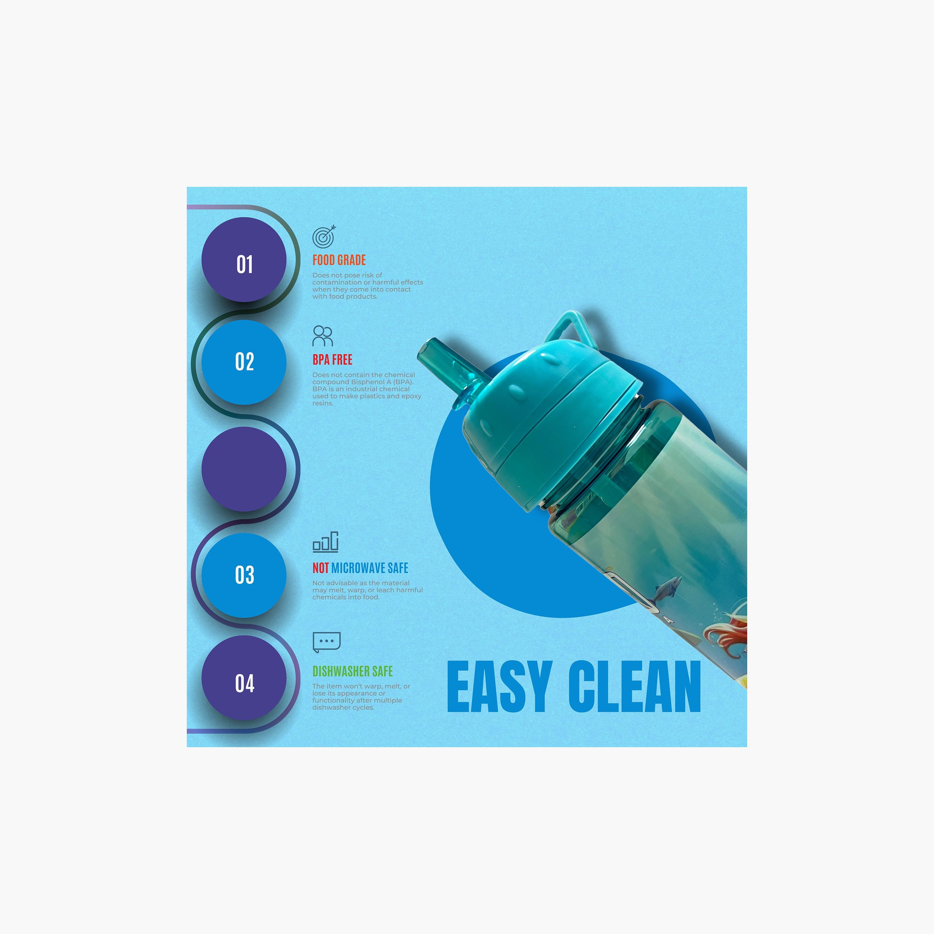 Trucare Mermaid Plastic Water Bottle with Flip-Top Spout & Handle - 750 ml-school-waterbottles-image-5