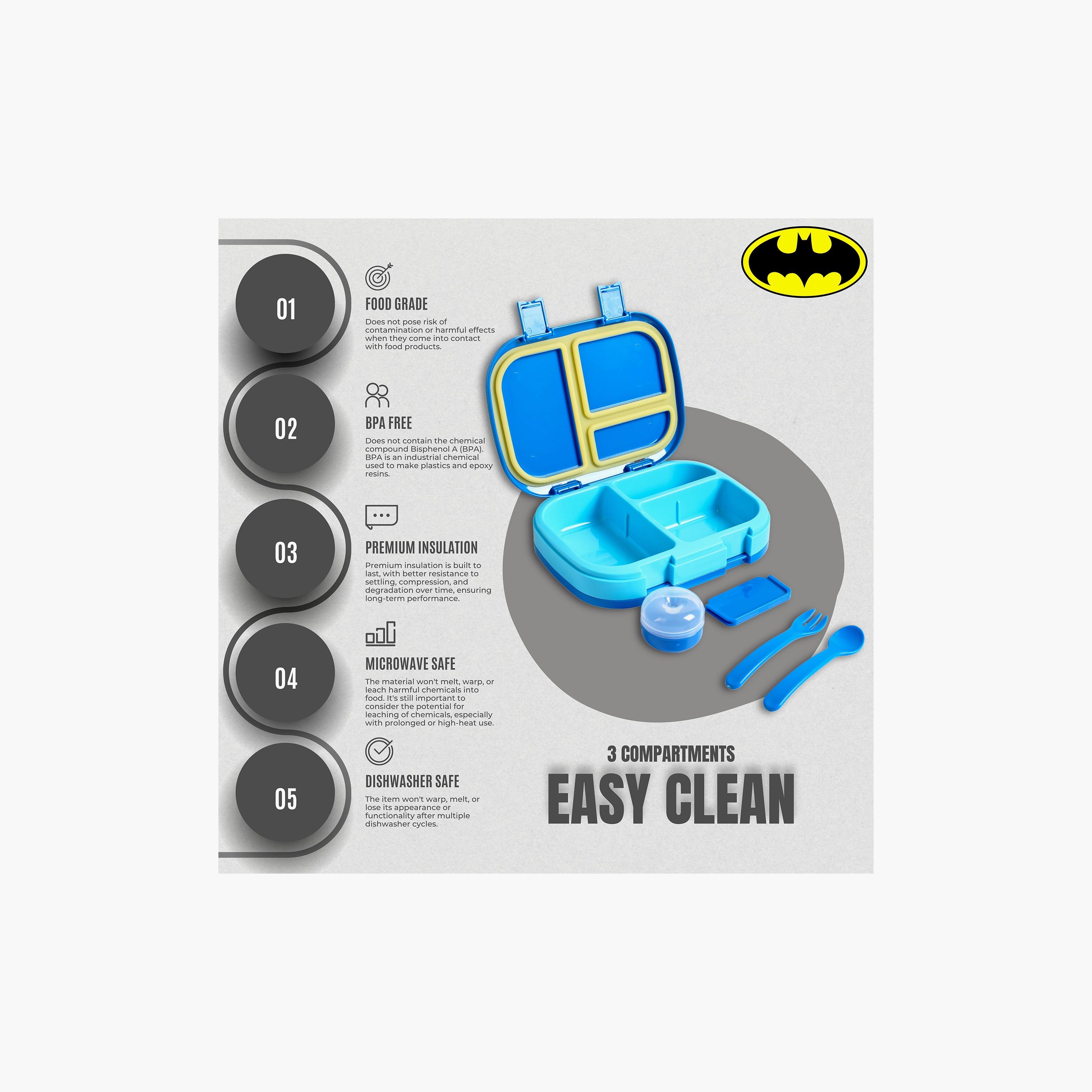 Warner Bros Batman 3-Piece Lunch Bag Set for Boys 8-13 Yrs with Bottle & Lunch Box-school-lunchessentials-sets-image-9
