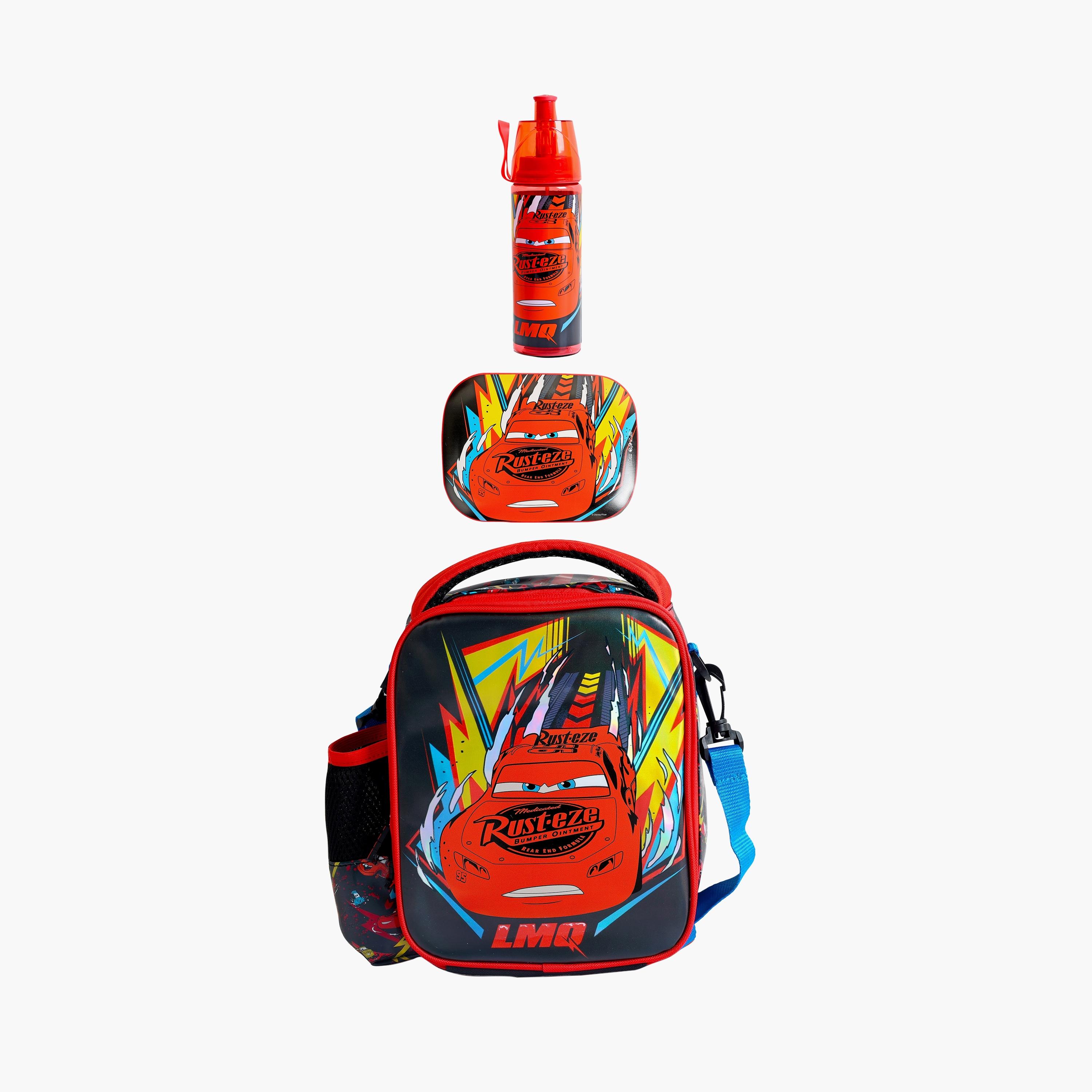 طقم حقيبة غداء 3 قطع ديزني كارز للأولاد من 8 إلى 13 سنة مع زجاجة وصندوق غداء-school-lunchessentials-sets-image-1