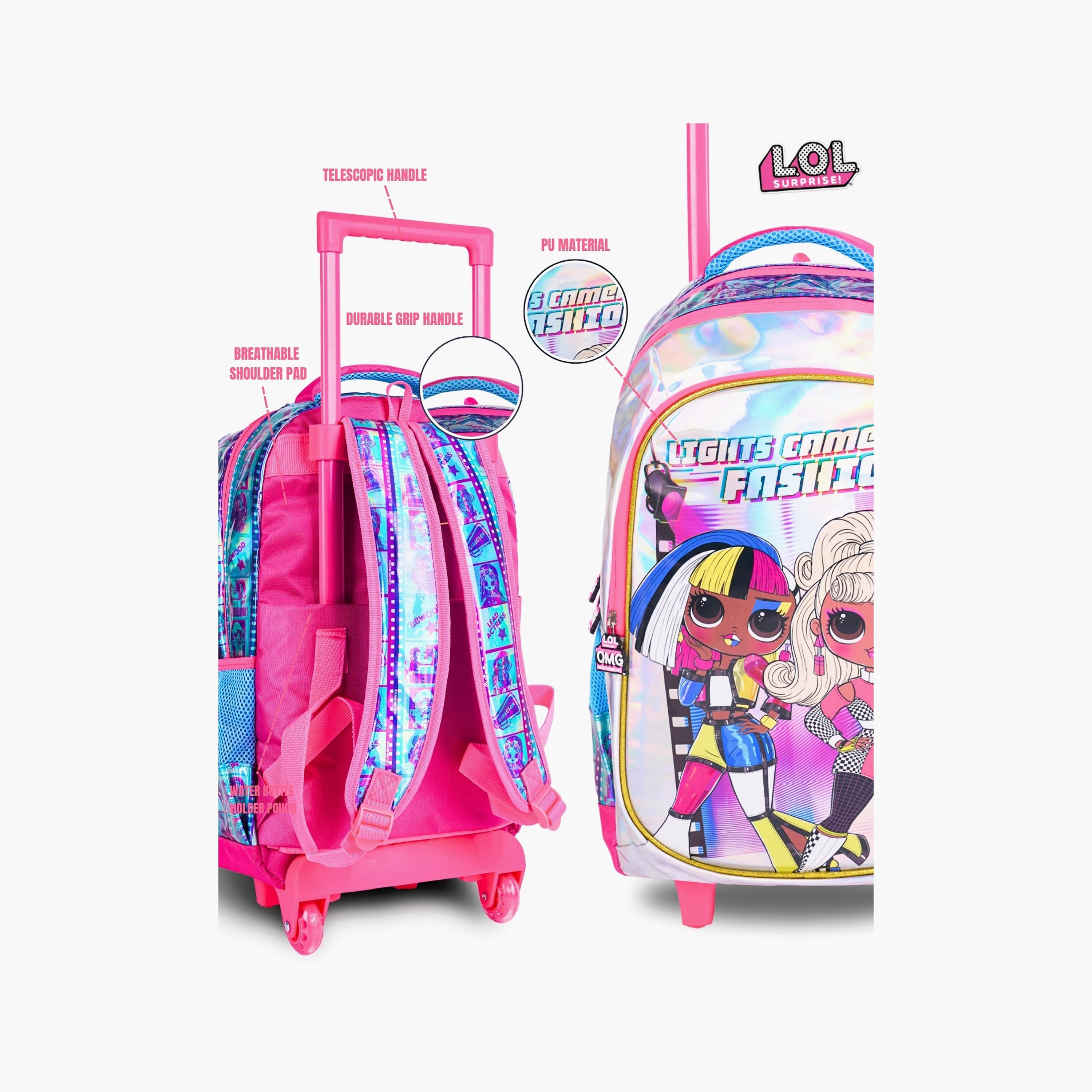 MGA Entertainment Lights Camera Fashion Trolley Backpack for Girls 3-5 Yrs with Telescopic Handle - 14 Inch-school-bagsandbackpacks-trolleybags-image-5
