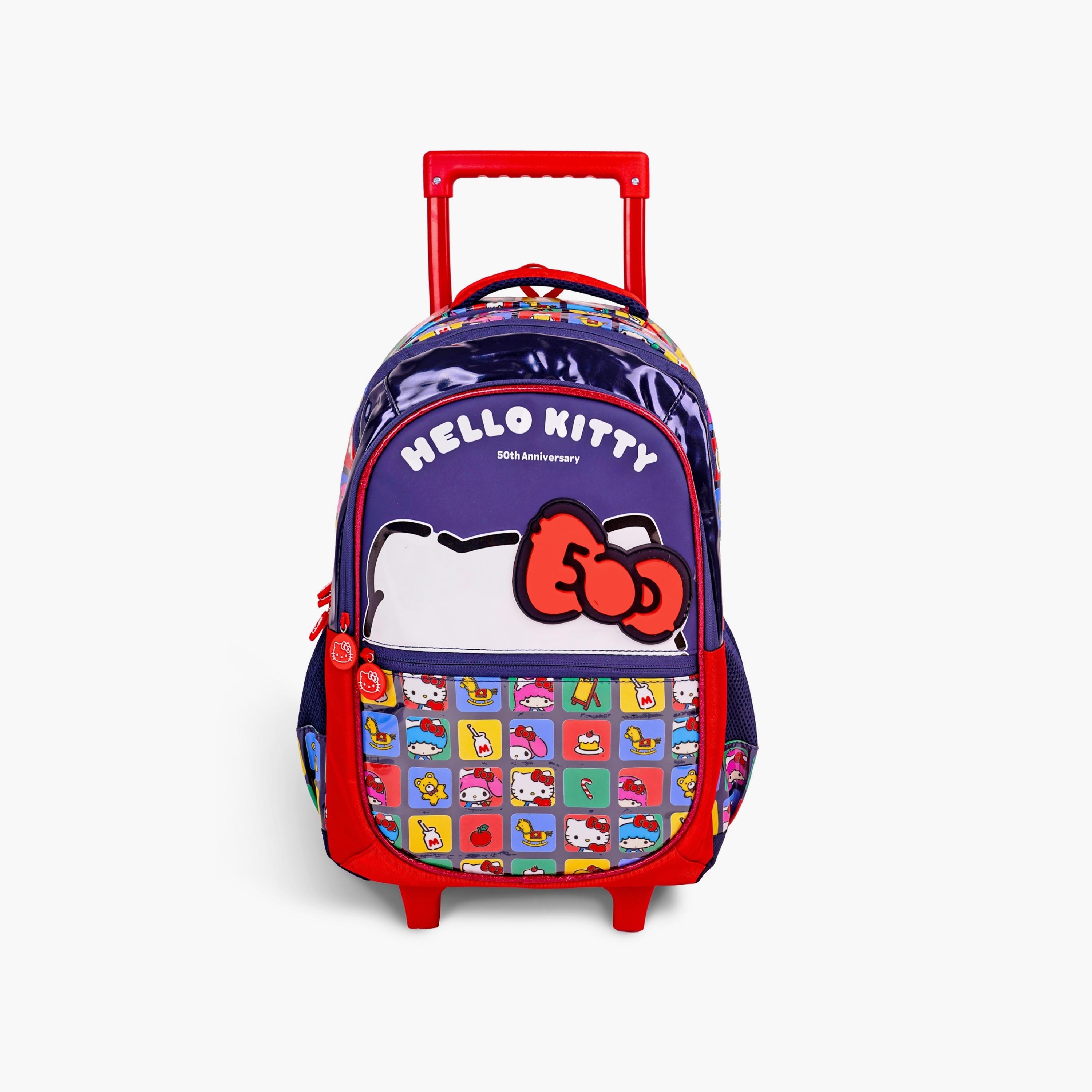 حقيبة ظهر بترولي سانريو هيلو كيتي للبنات من 8 إلى 12 سنة مع مقبض تلسكوبي - 18 بوصة-school-bagsandbackpacks-trolleybags-image-1