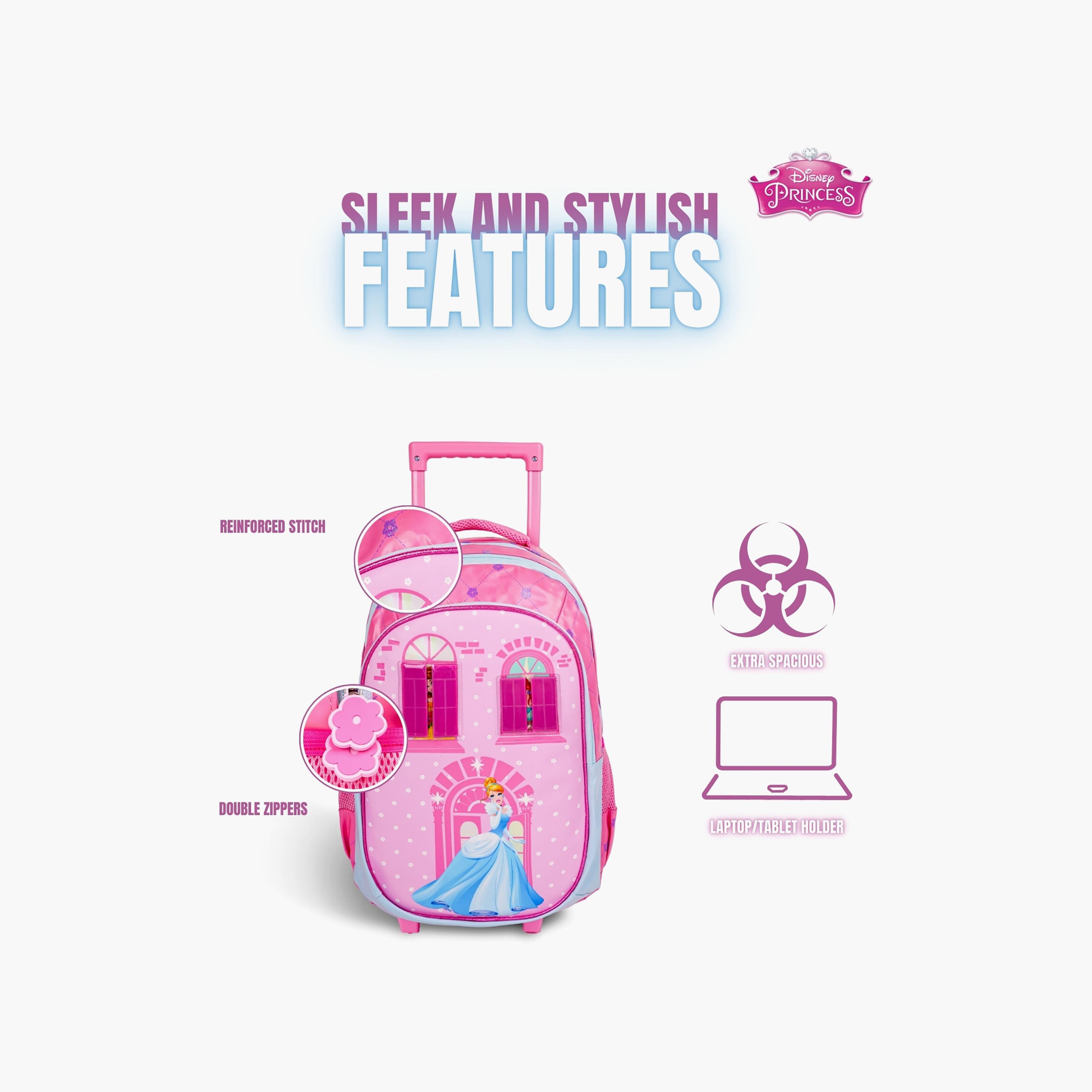 Disney Princess Trolley Backpack for Girls 8-12 Yrs with Telescopic Handle - 18 Inch-school-bagsandbackpacks-trolleybags-image-4