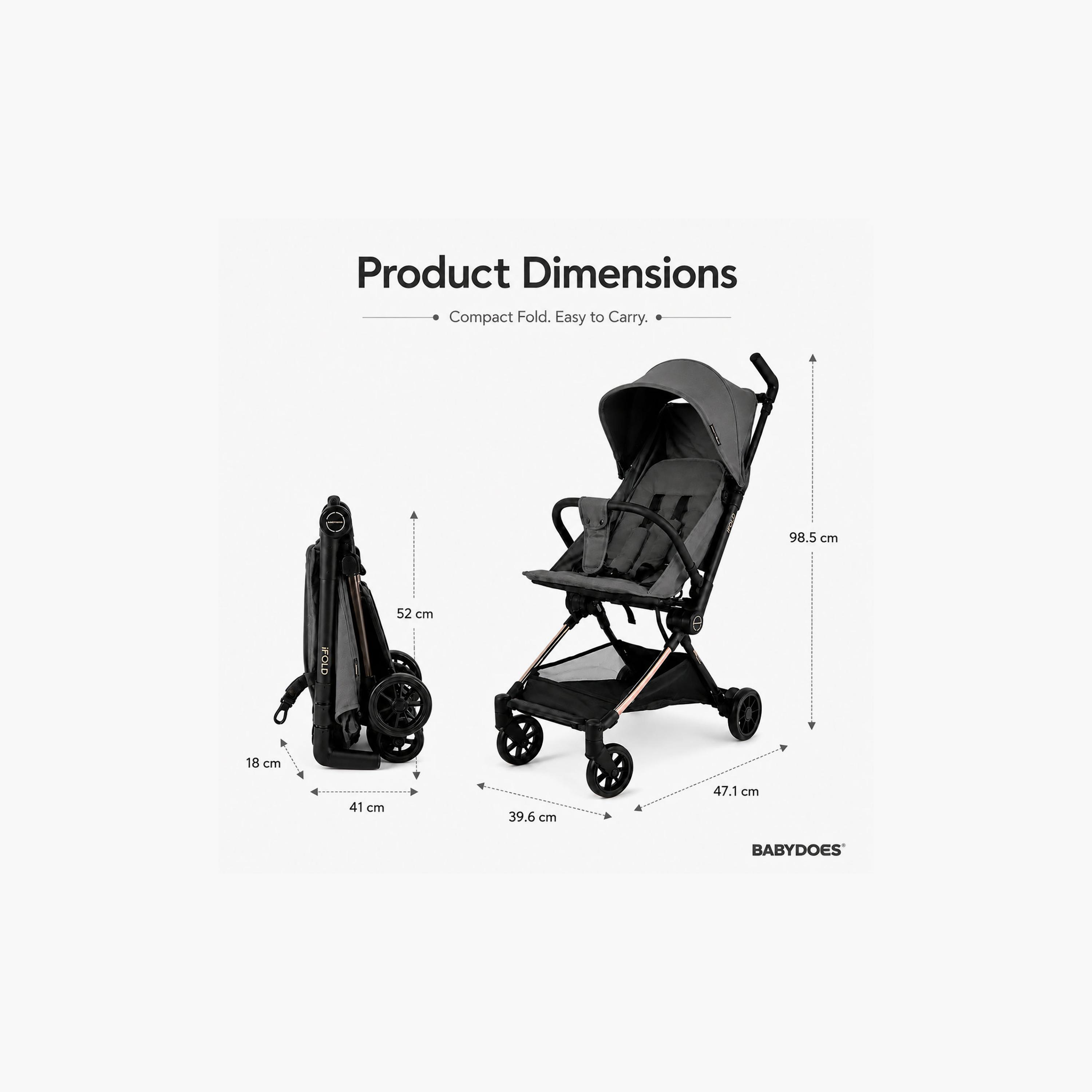 Babydoes I-Fold Ultra-Lightweight Cabin Size Foldable Stroller with Canopy & Adjustable Backrest-baby-gear-strollersandprams-strollers-image-10