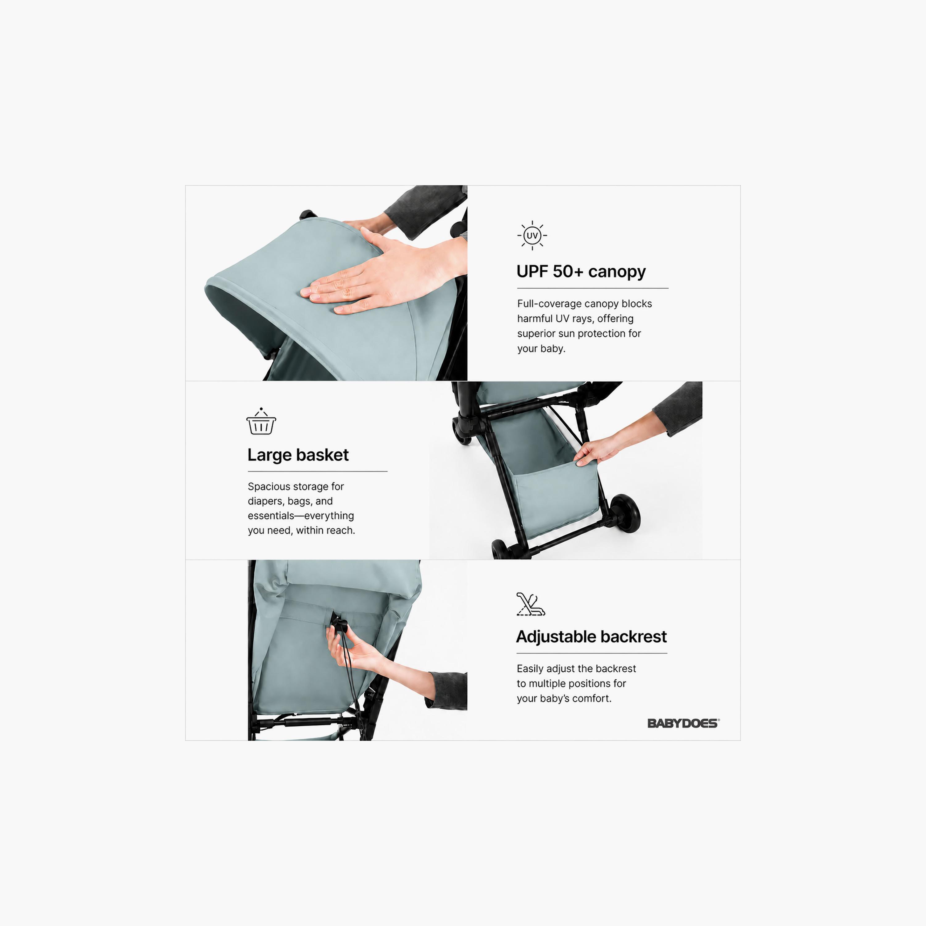 Babydoes I-Fold Ultra-Lightweight Cabin Size Foldable Stroller with Canopy & Adjustable Backrest-baby-gear-strollersandprams-strollers-image-7